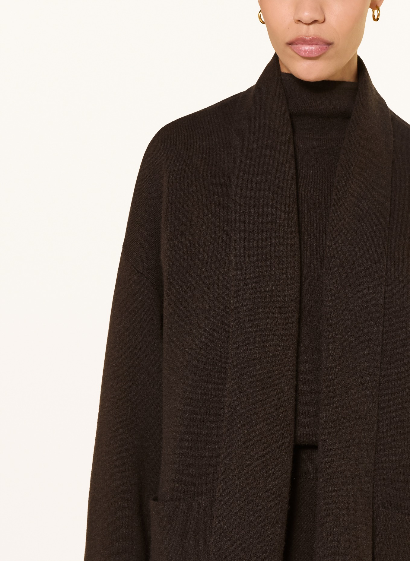 ALLUDE Cashmere knit coat: DARK BROWN