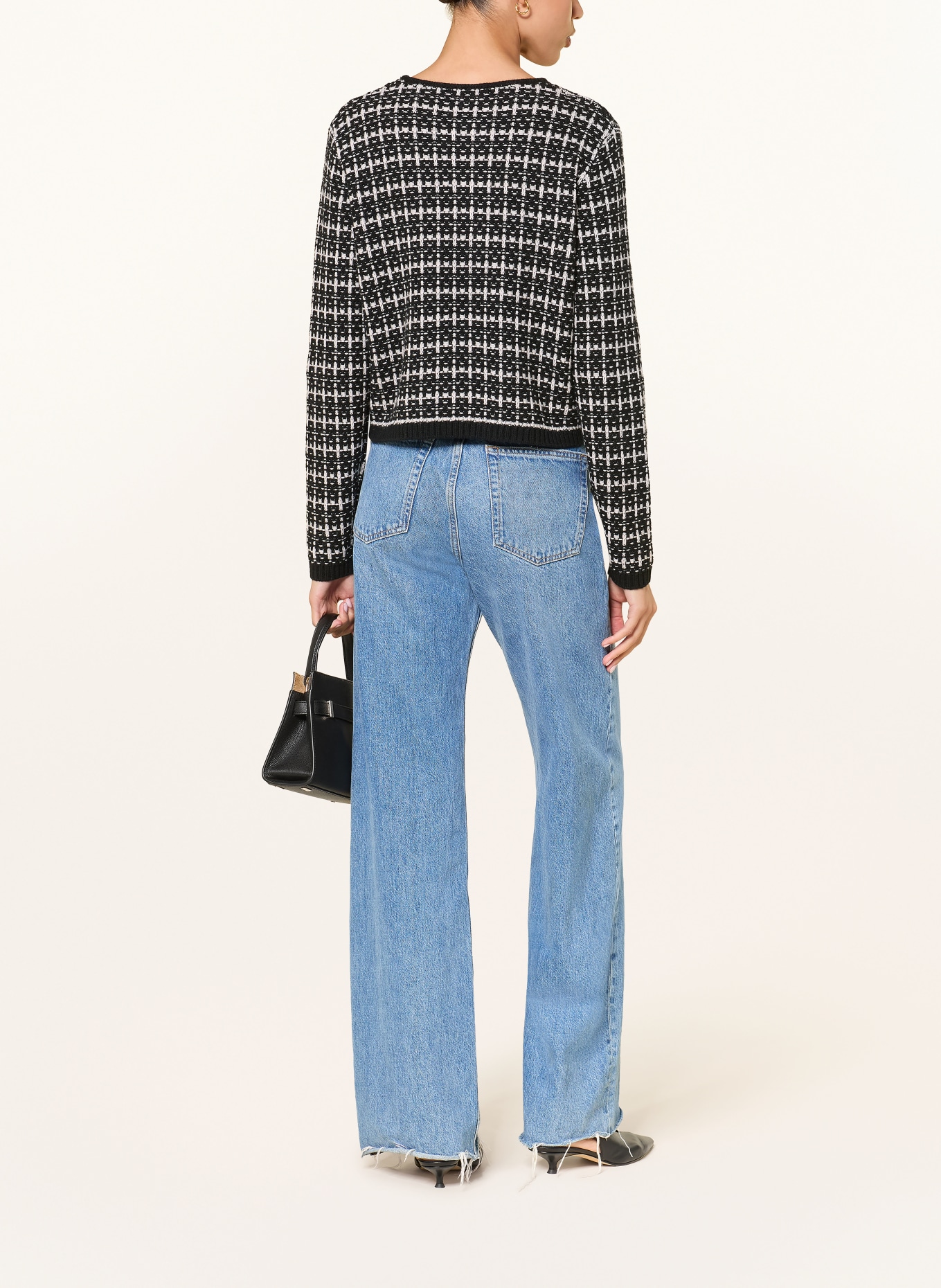 ALLUDE Strickjacke mit Cashmere: SCHWARZ / WEISS