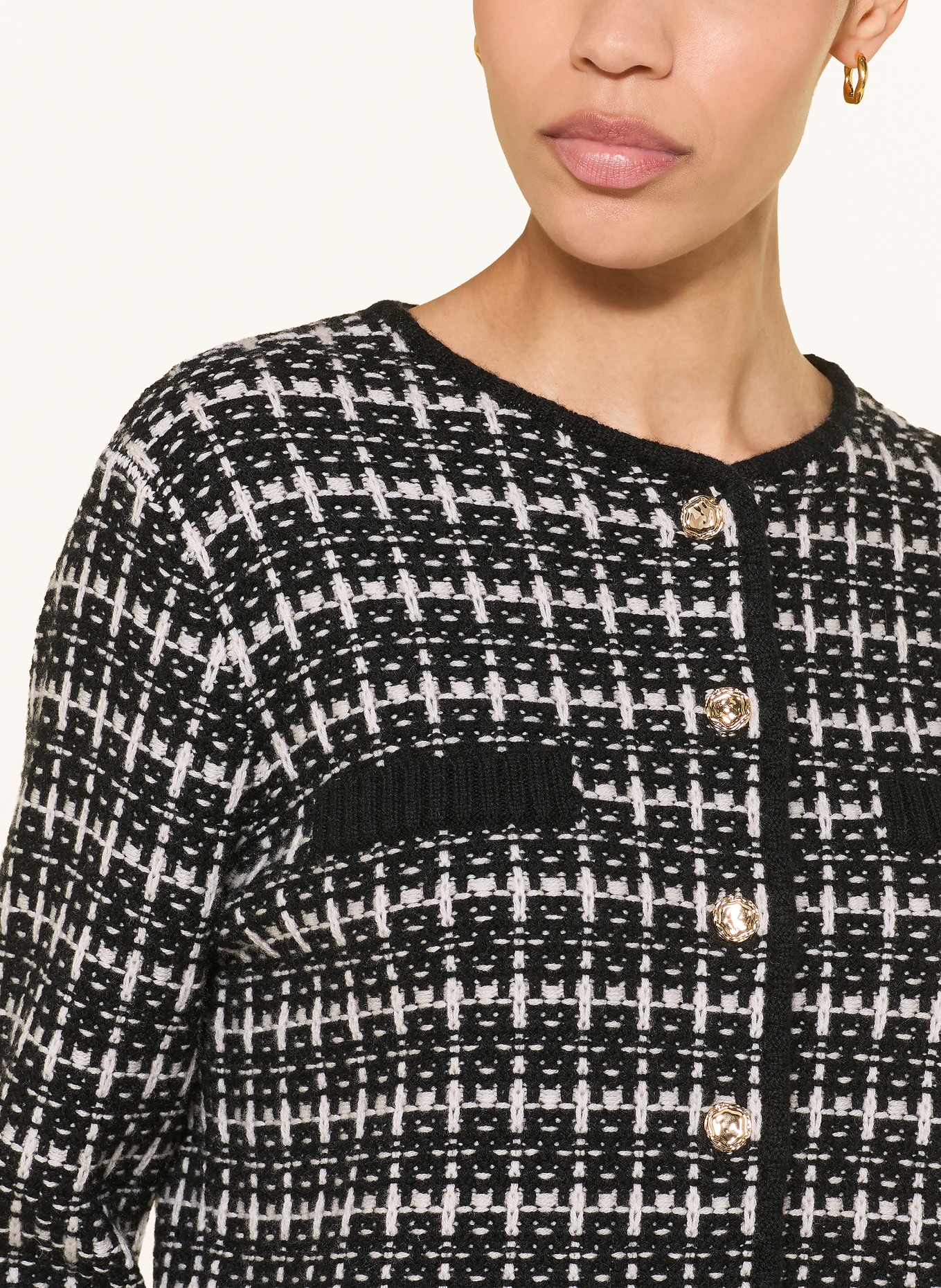 ALLUDE Strickjacke mit Cashmere: SCHWARZ / WEISS