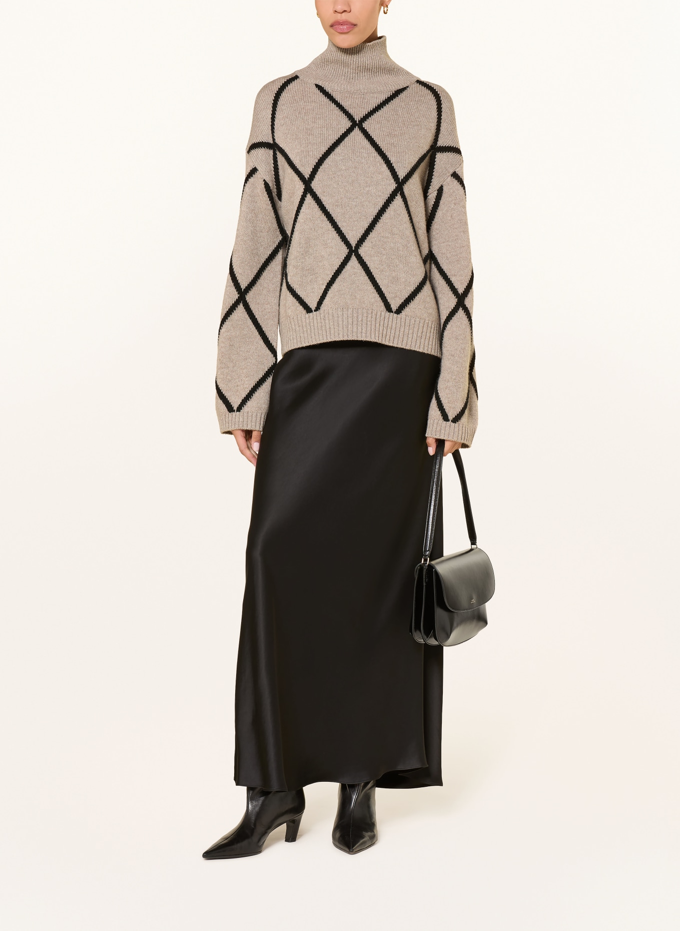 ALLUDE Pulover din cașmir: TAUPE / NEGRU