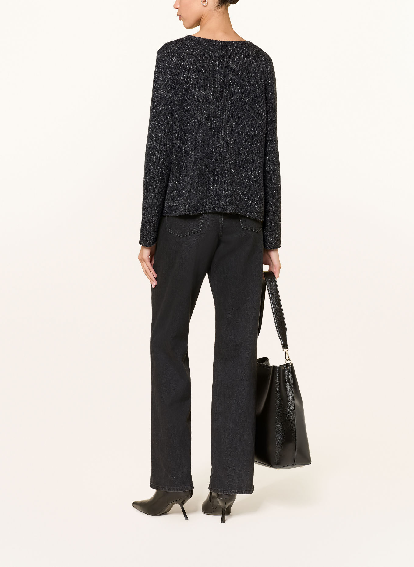 ALLUDE Pullover mit Cashmere und Glitzergarn: DUNKELGRAU / SILBER