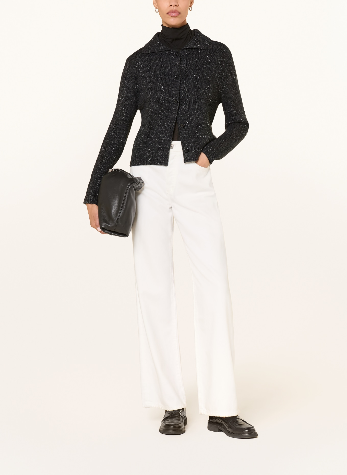 ALLUDE Gilet en cachemire et fil pailleté: GRIS FONCÉ / ARGENT