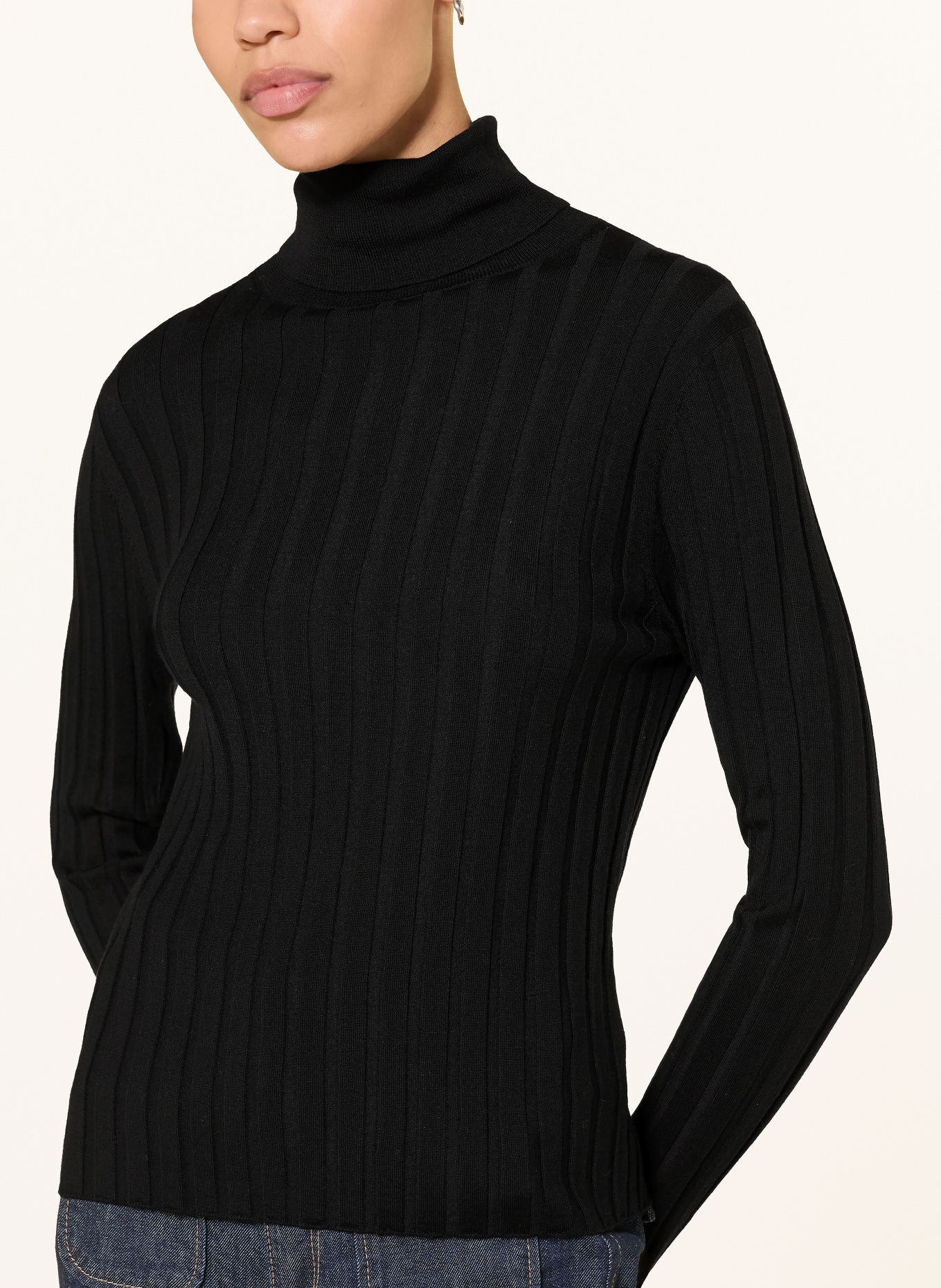 ALLUDE Pull à col roulé: NOIR