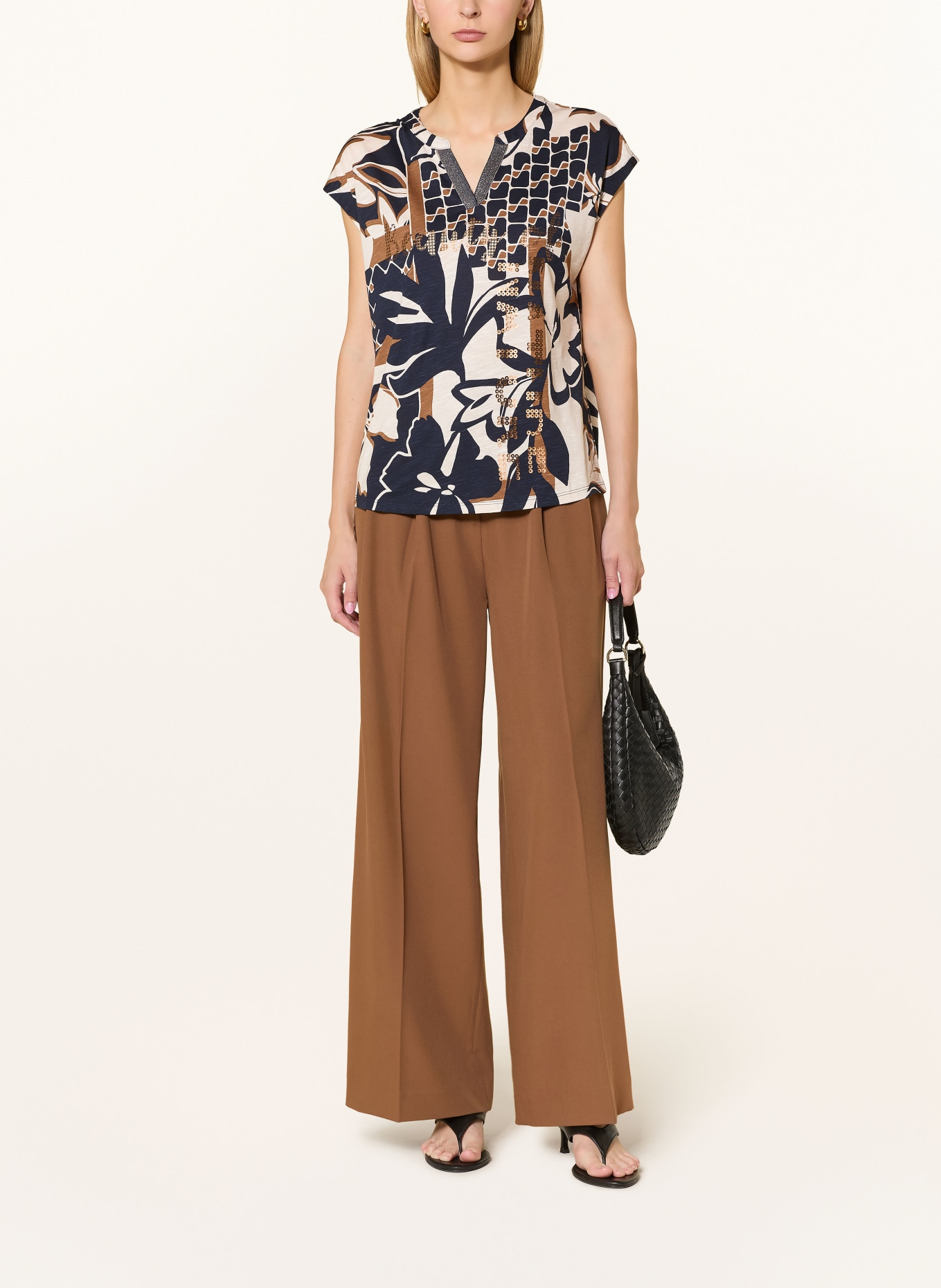 Betty Barclay Blusenshirt mit Glitzergarn: CREME / CAMEL / DUNKELBLAU