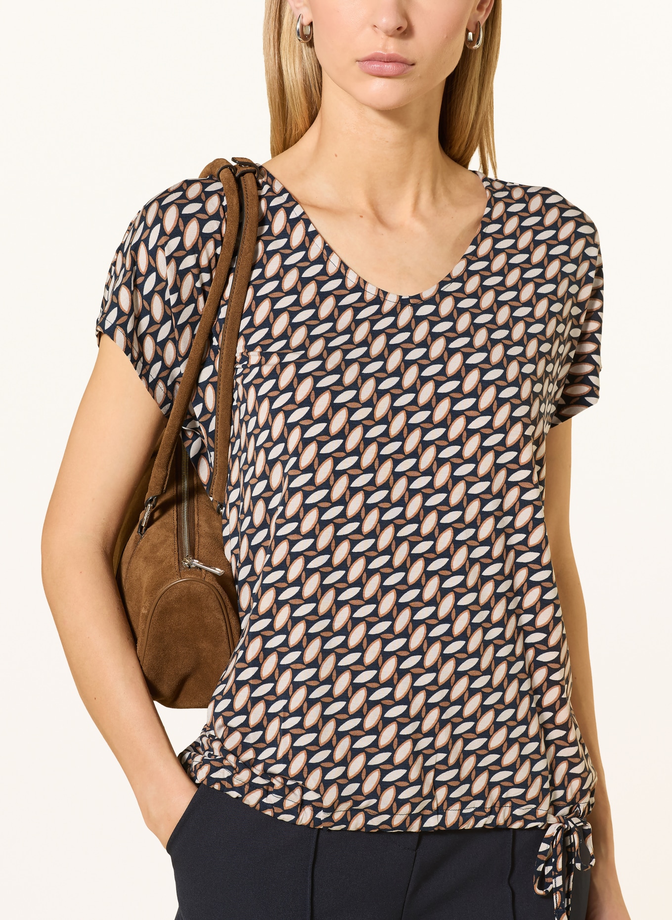 Betty Barclay Blusenshirt aus Jersey: BRAUN / ECRU / DUNKELBLAU