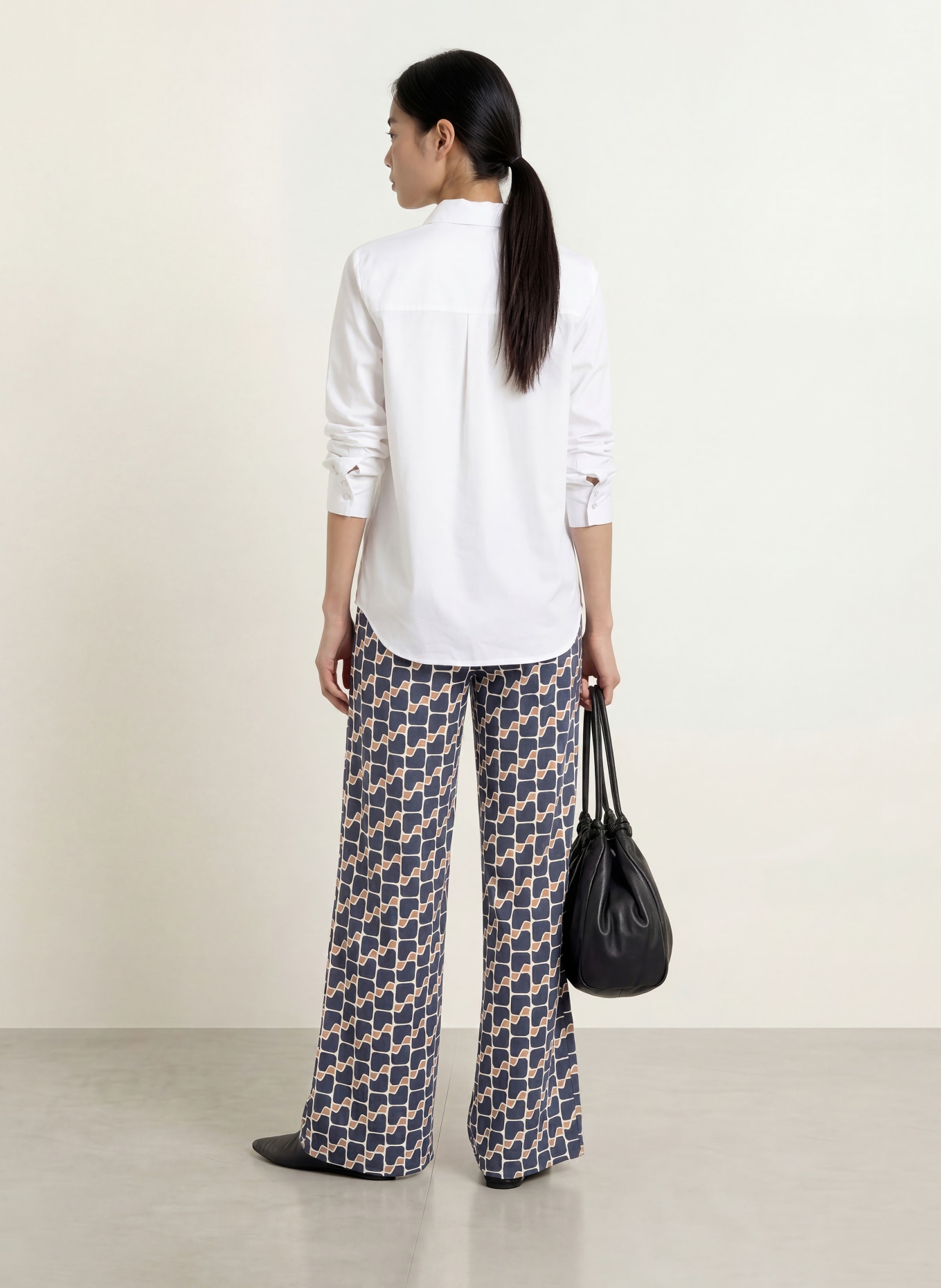 Betty Barclay Jerseybroek: DONKERBLAUW / COGNAC / CRÈME