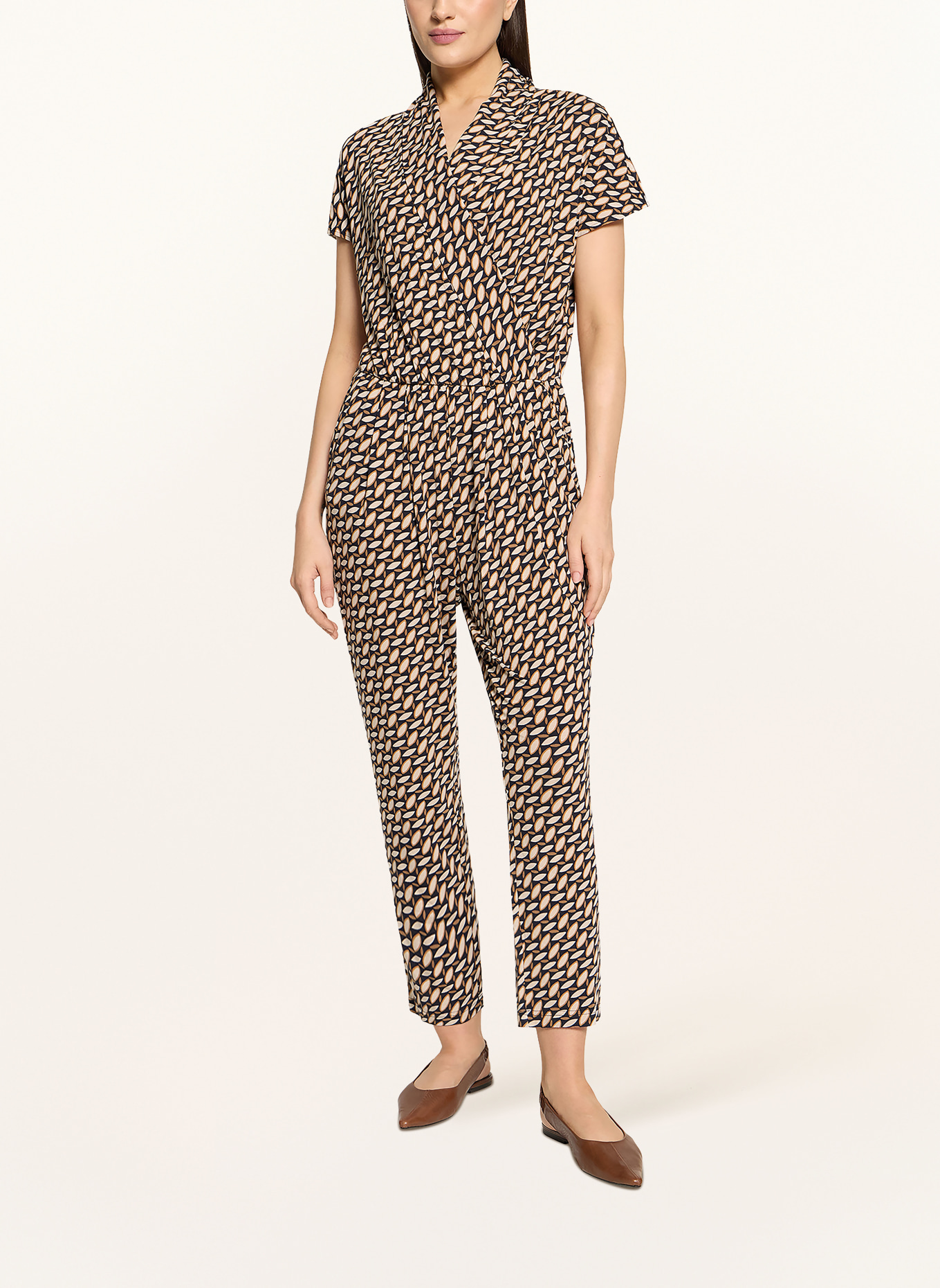 Betty Barclay Jumpsuit: DONKERBLAUW / COGNAC / CRÈME