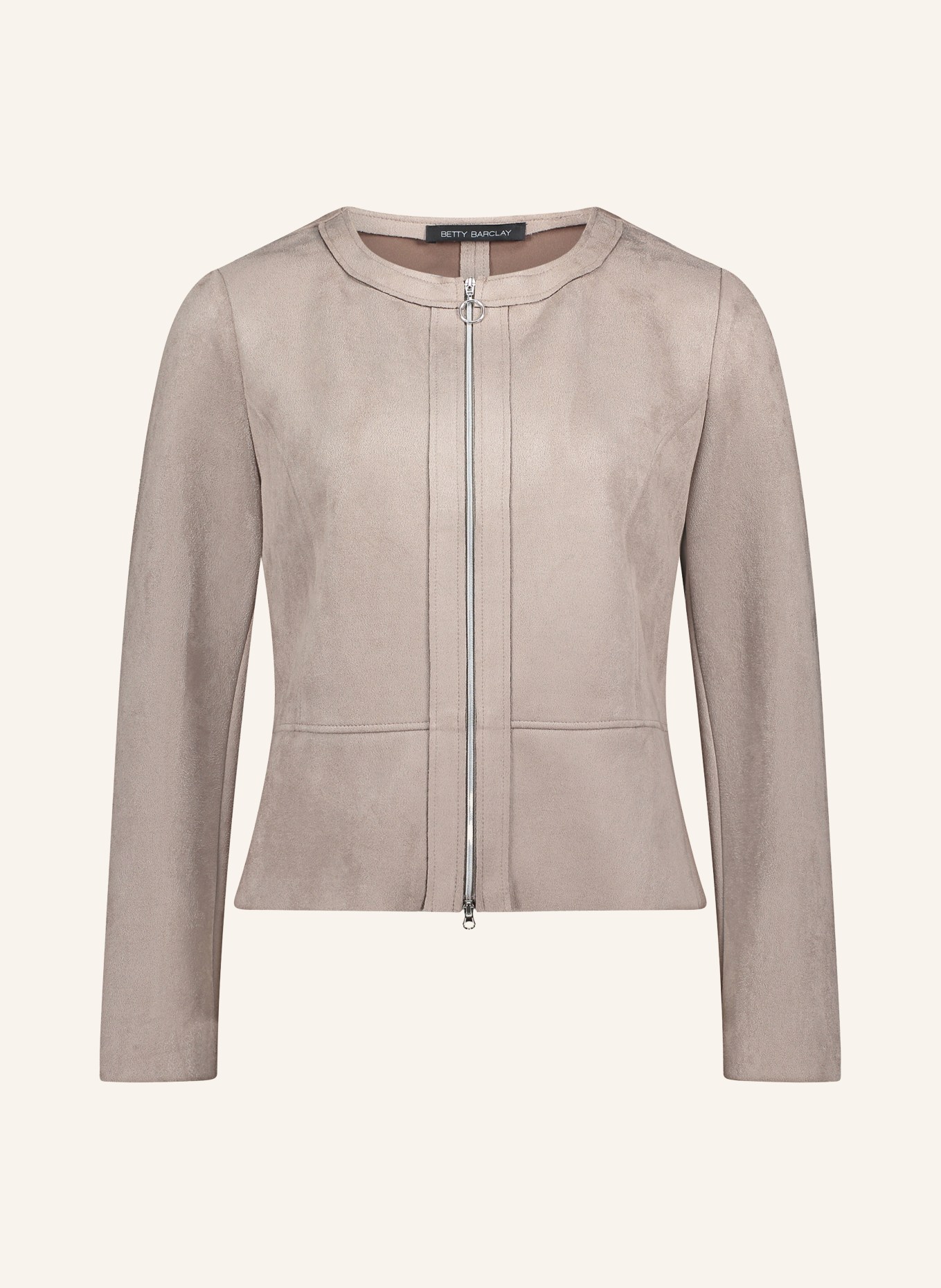 Betty Barclay Jerseyjacke in Lederoptik: TAUPE