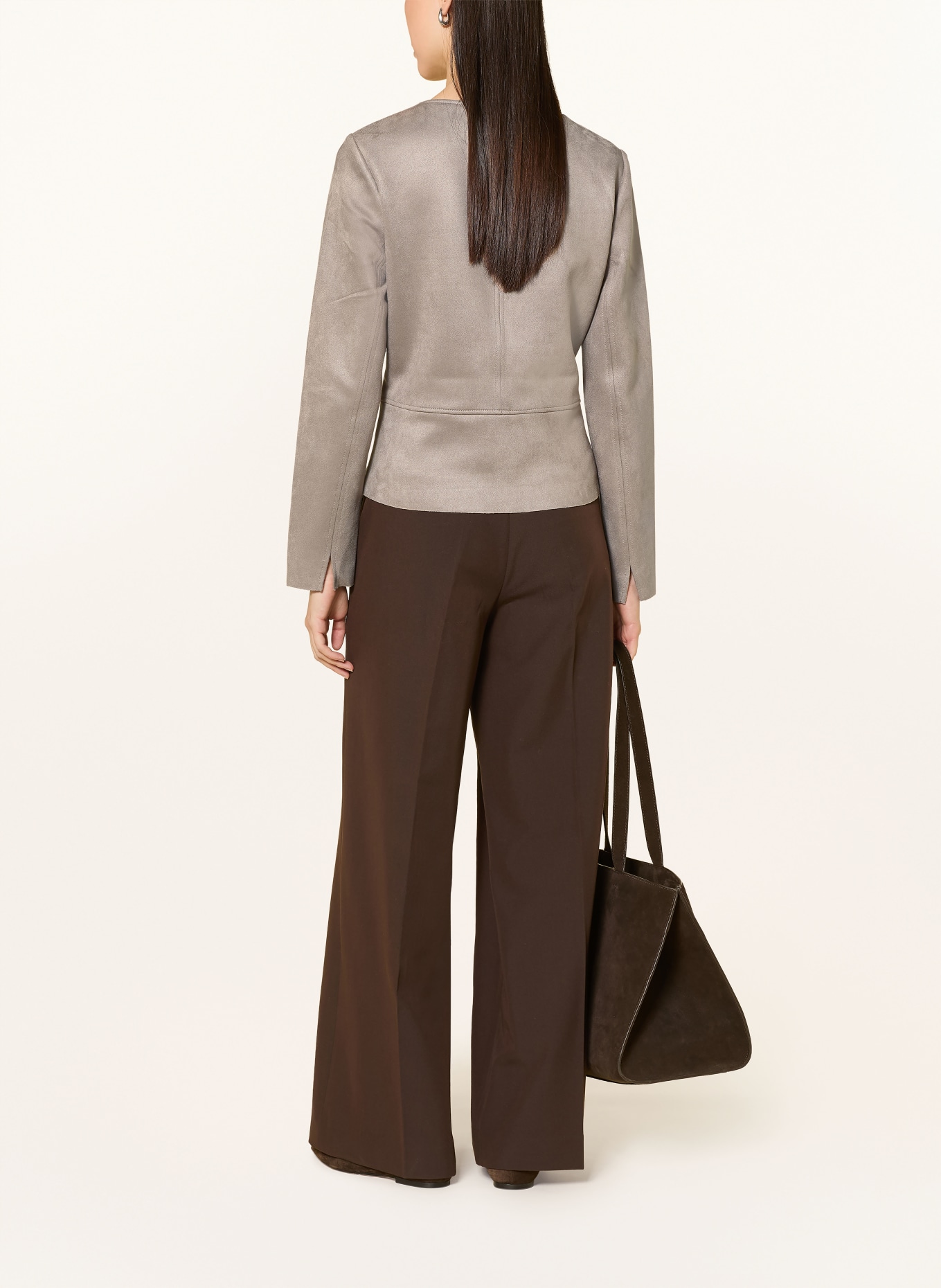 Betty Barclay Jerseyjacke in Lederoptik: TAUPE