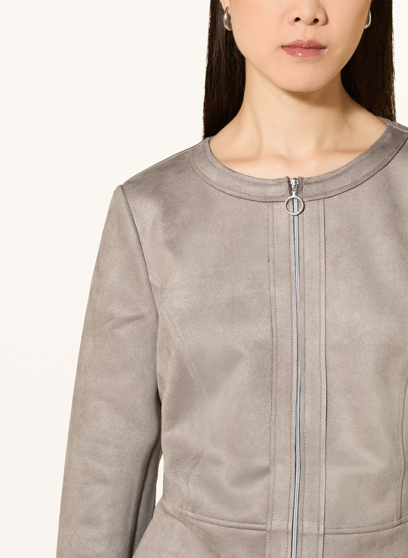 Betty Barclay Jerseyjacke in Lederoptik: TAUPE