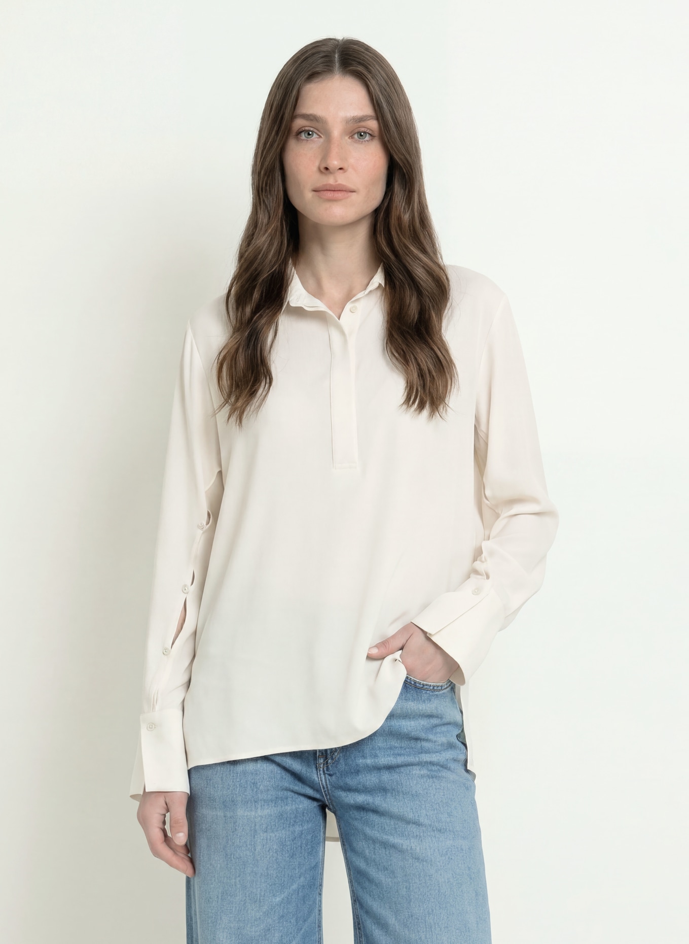 ÉMANOU Chemisier VIOLETTE avec de la soie: BLANC