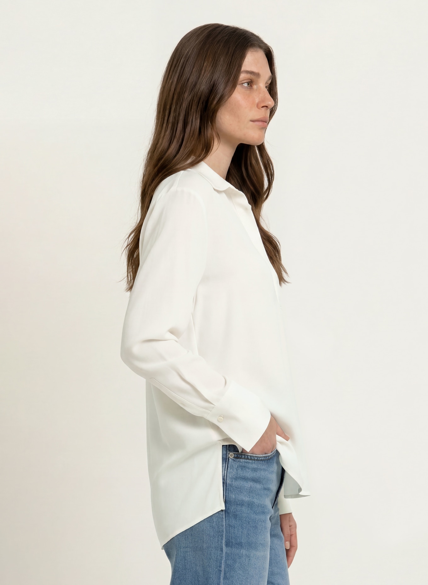 ÉMANOU Chemisier VIOLETTE avec de la soie: BLANC