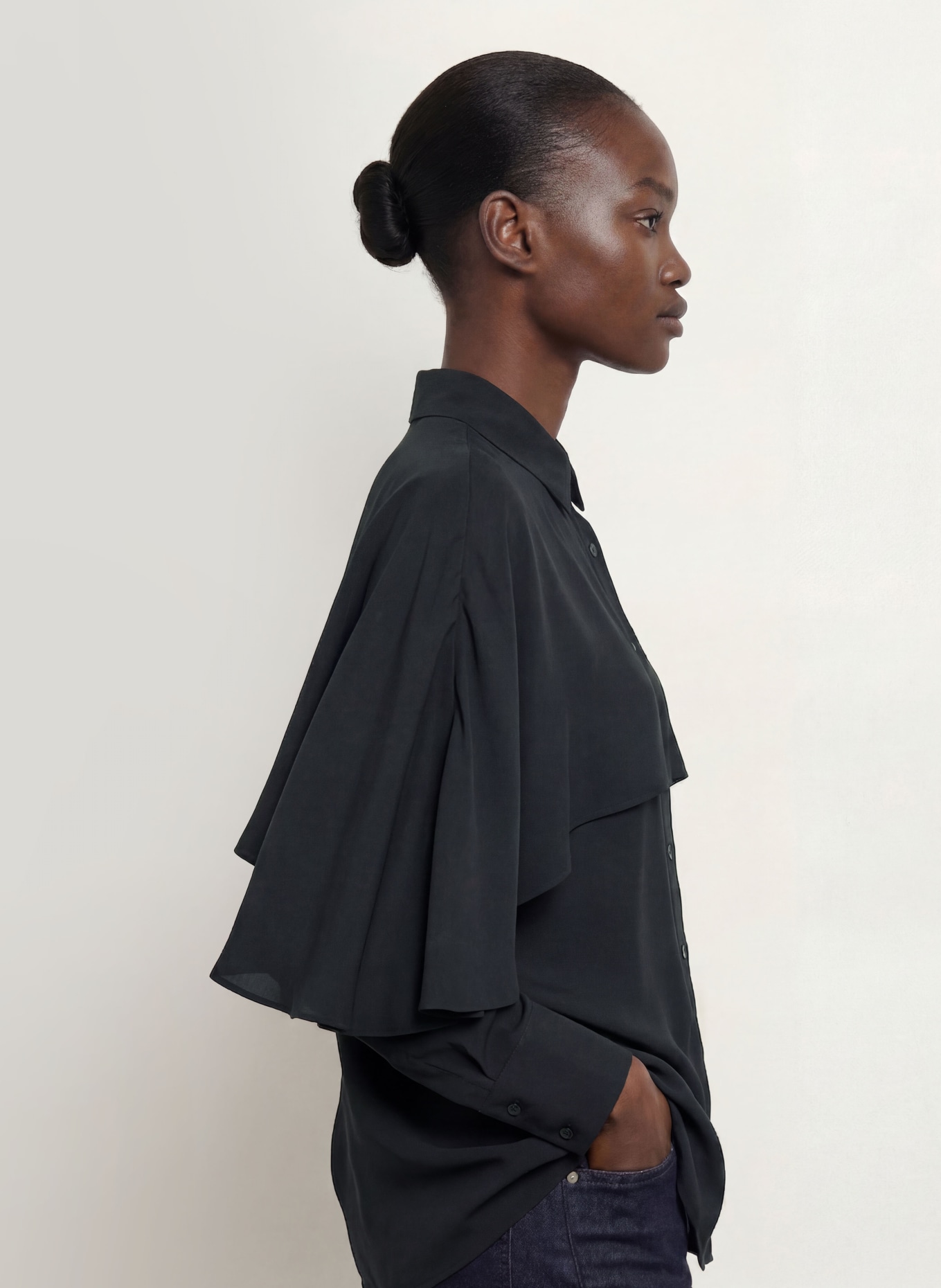 ÉMANOU Bluse CLAUDE mit Seide: SCHWARZ