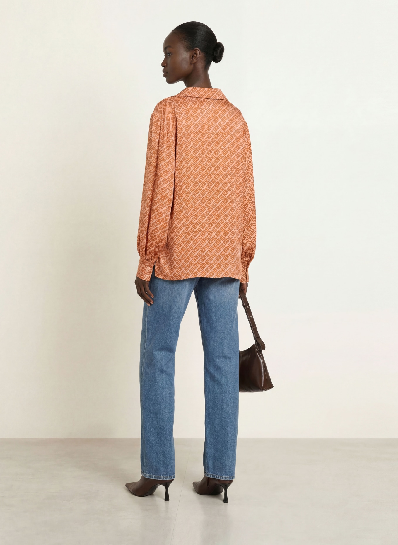 ÉMANOU Blusenshirt mit Seide: CAMEL / BRAUN / CREME