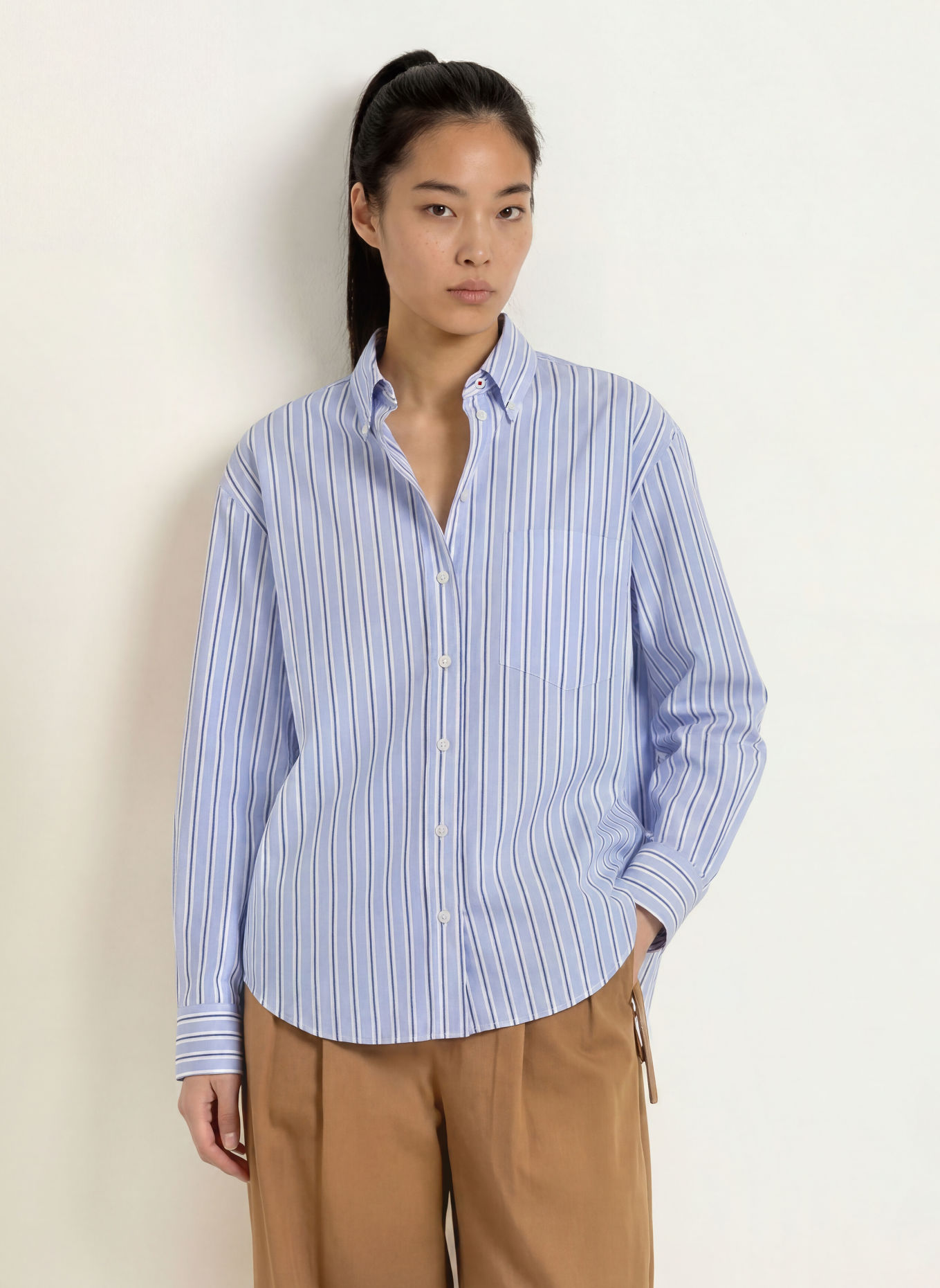 MAX & Co. Overhemdblouse FEBE: LICHTBLAUW / BLAUWGRIJS / WIT