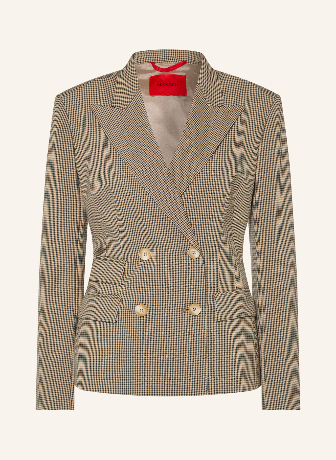 MAX & Co. Blazer FENICE: BEIGE / MÖRKGRÖN / SVART
