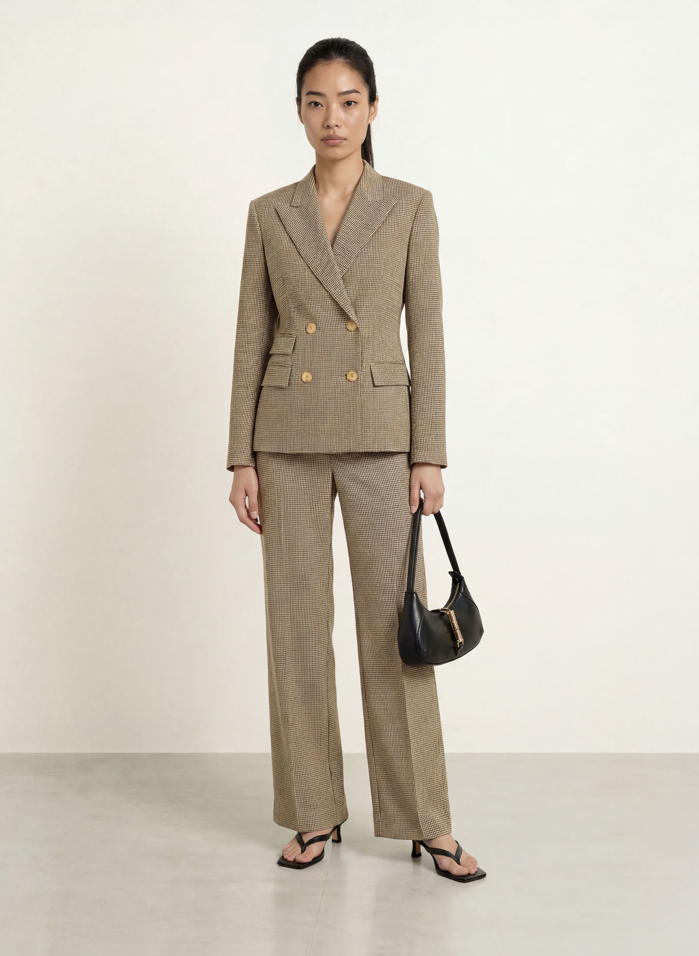 MAX & Co. Blazer FENICE: BEIGE / MÖRKGRÖN / SVART