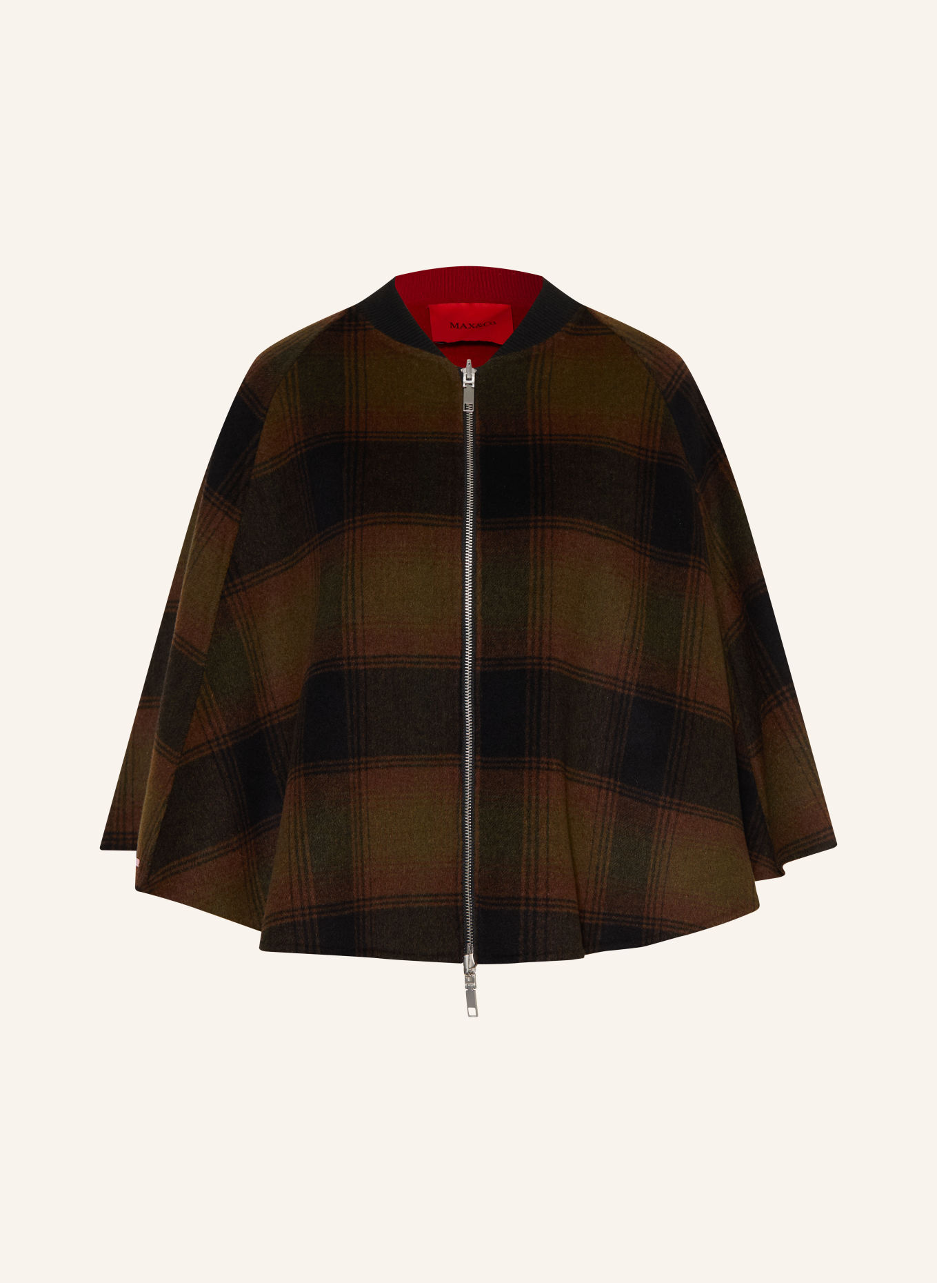MAX & Co. Cape DOUBLECAPE, vändbar: BRUN / RÖD / SVART