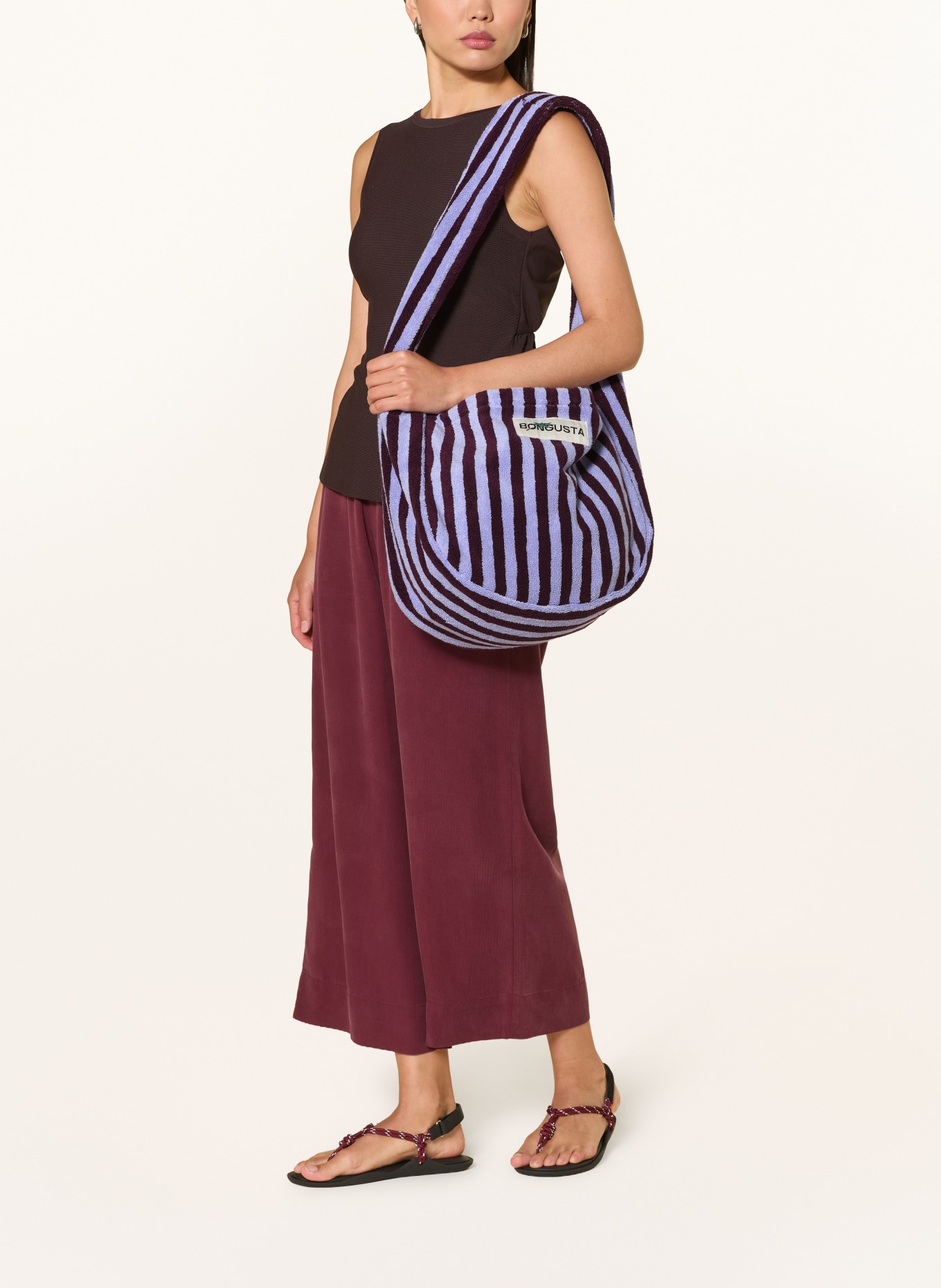 BONGUSTA NARAM Tote Bag: DARK RED / LIGHT PURPLE