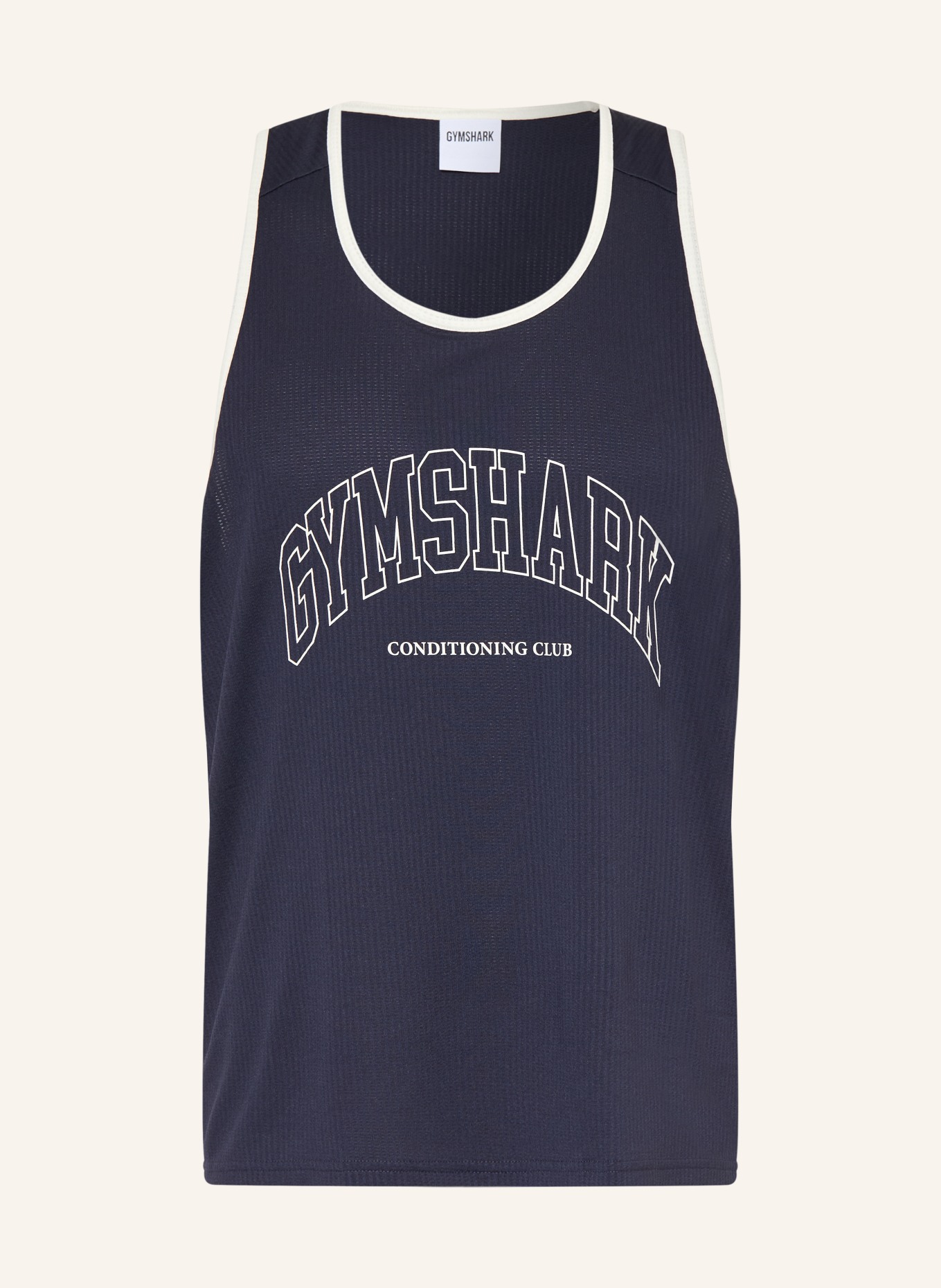 GYMSHARK Tanktop CONDITIONING COLLEGE TECH: DUNKELBLAU / WEISS
