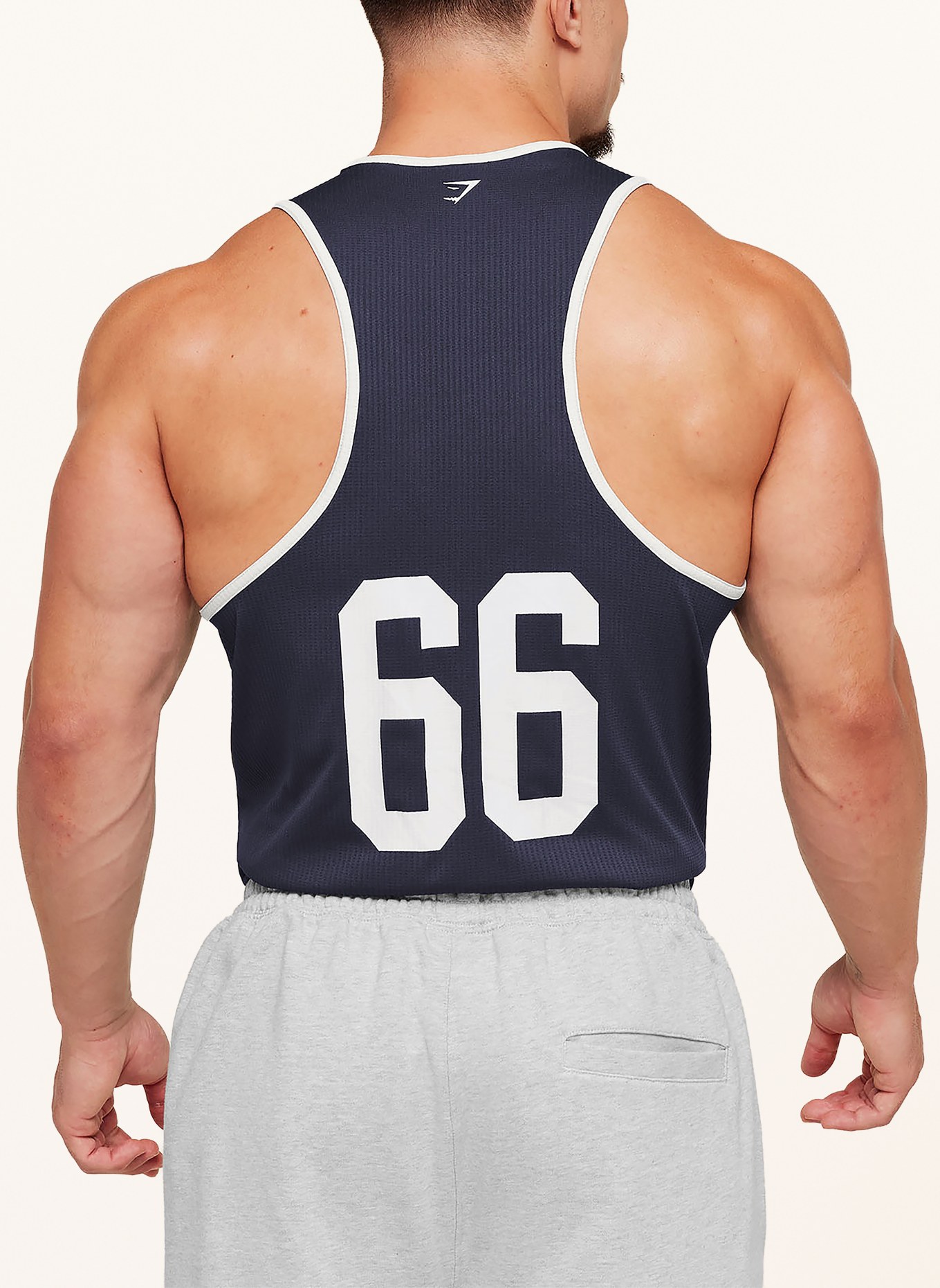 GYMSHARK Tanktop CONDITIONING COLLEGE TECH: DUNKELBLAU / WEISS