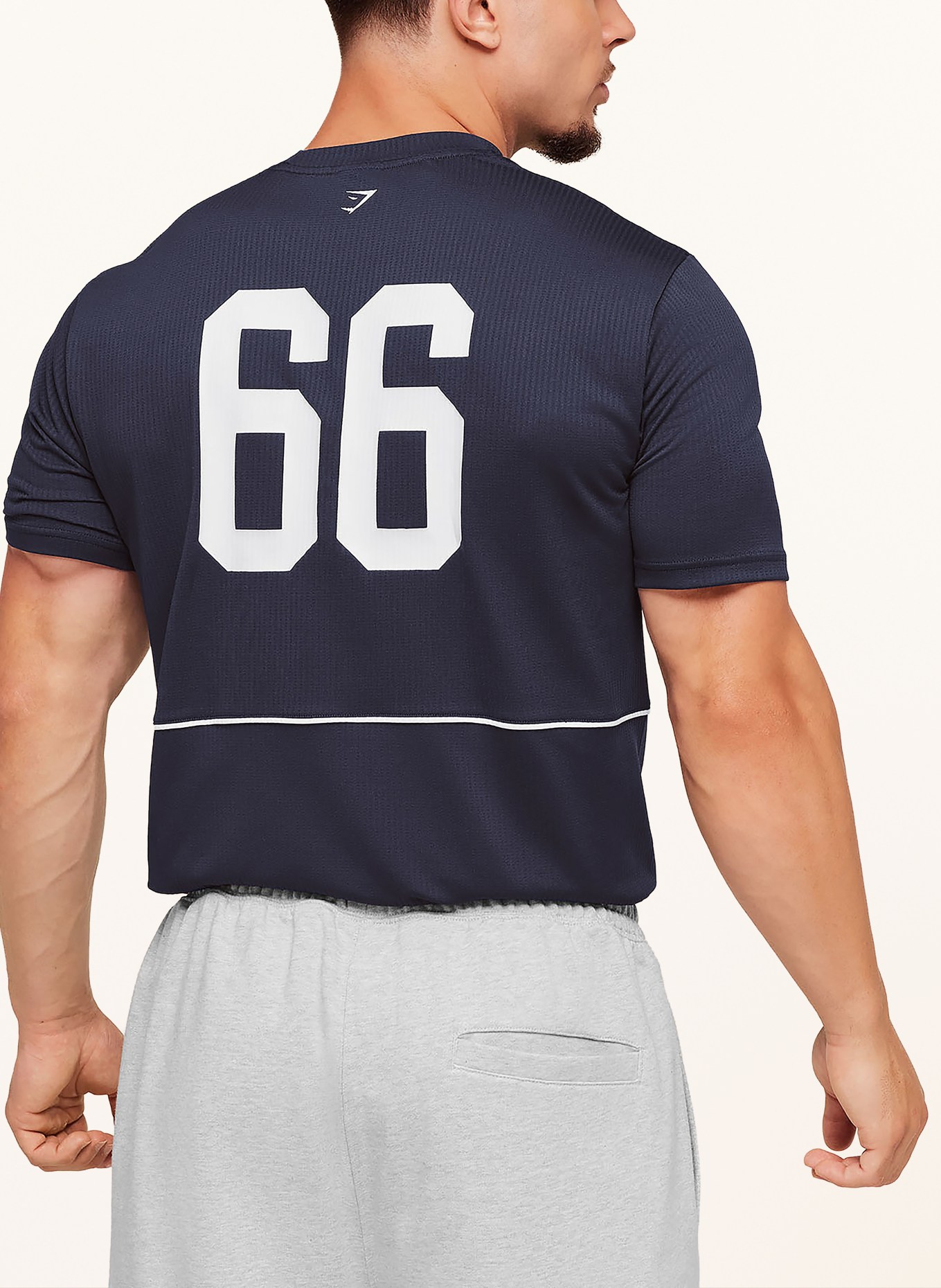 GYMSHARK Funktionsshirt COLLEGIATE: DUNKELBLAU / WEISS