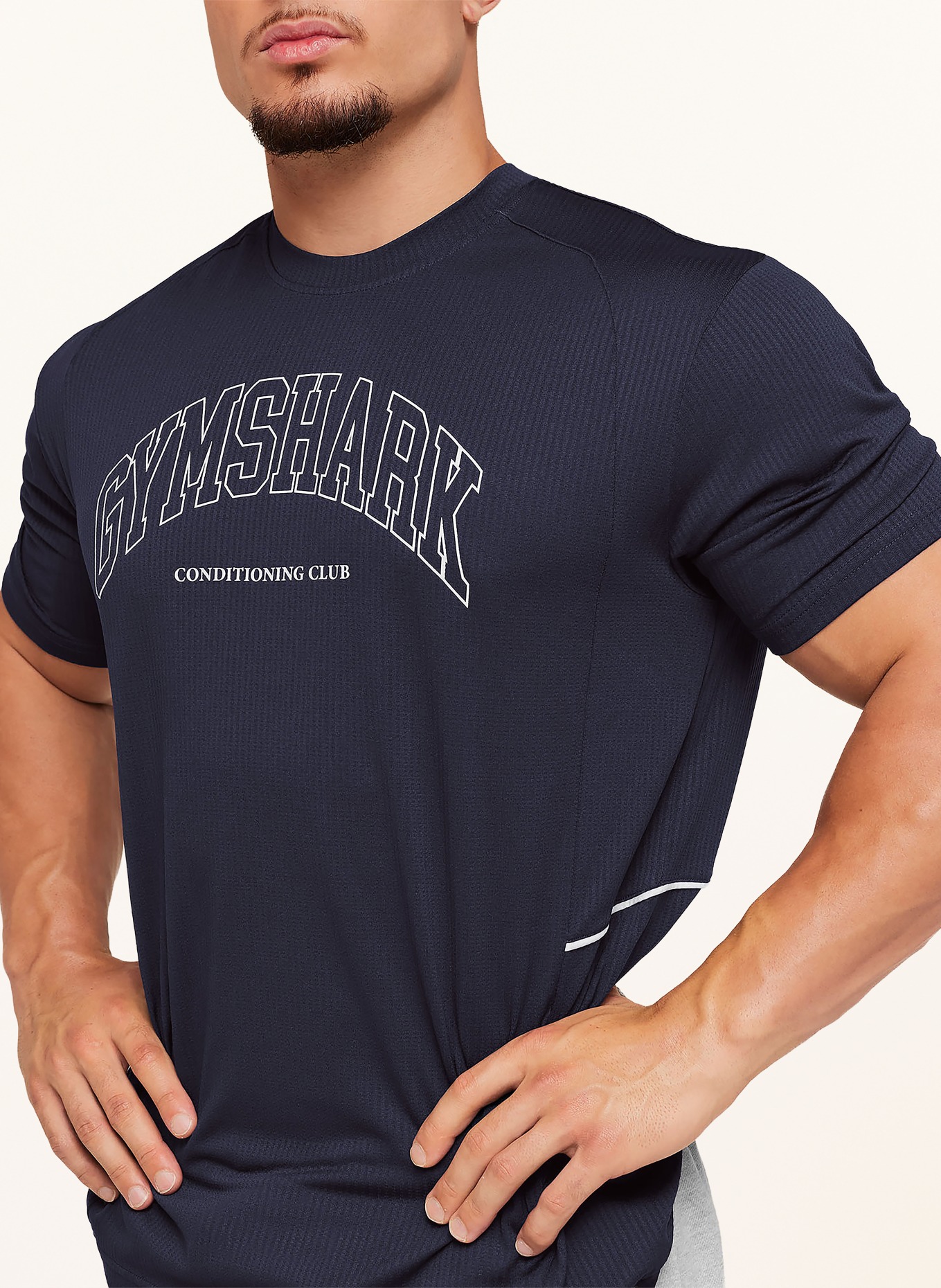 GYMSHARK Funktionsshirt COLLEGIATE: DUNKELBLAU / WEISS