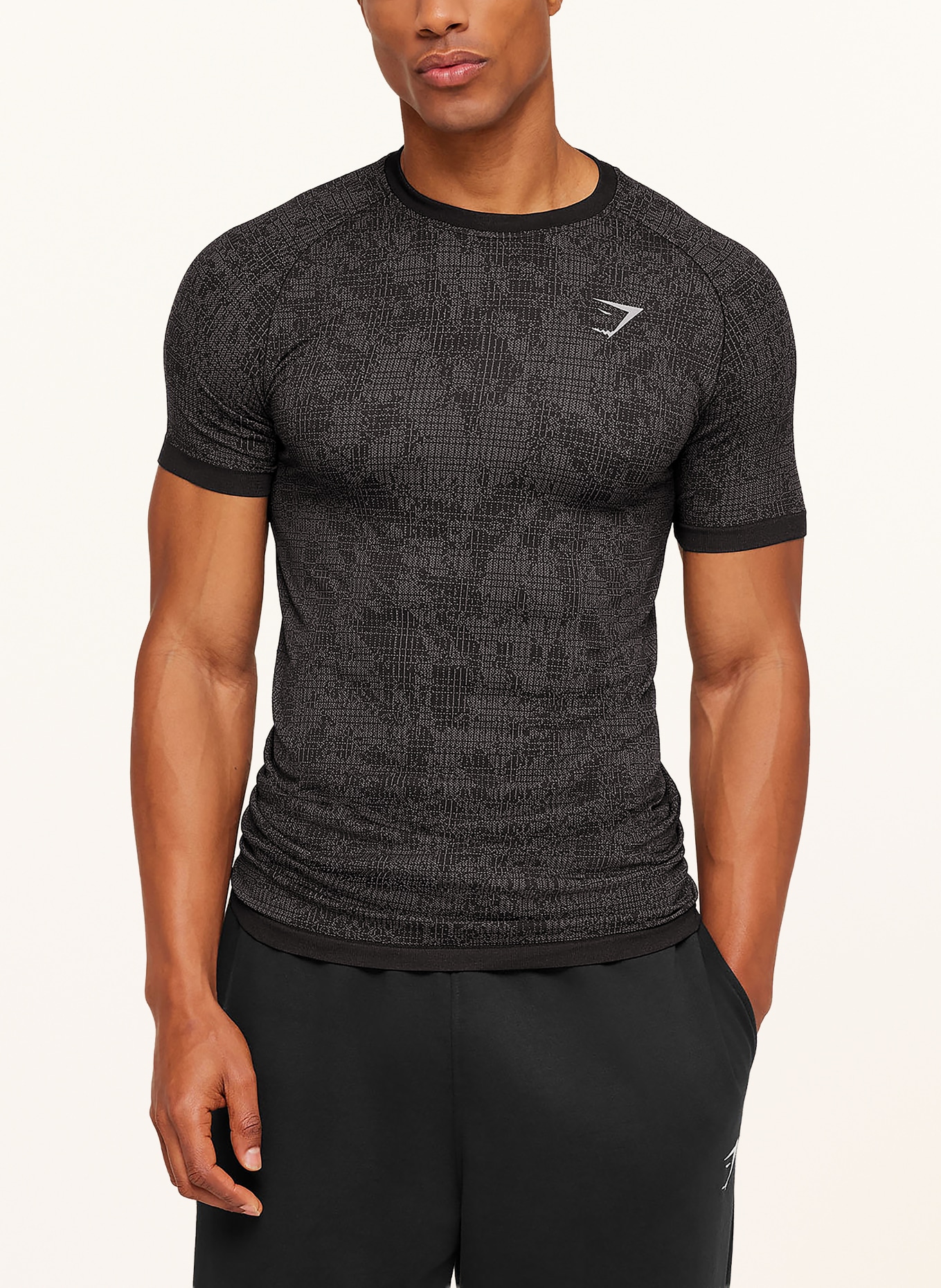 GYMSHARK Funktionsshirt GEO SEAMLESS: DUNKELGRAU / GRAU
