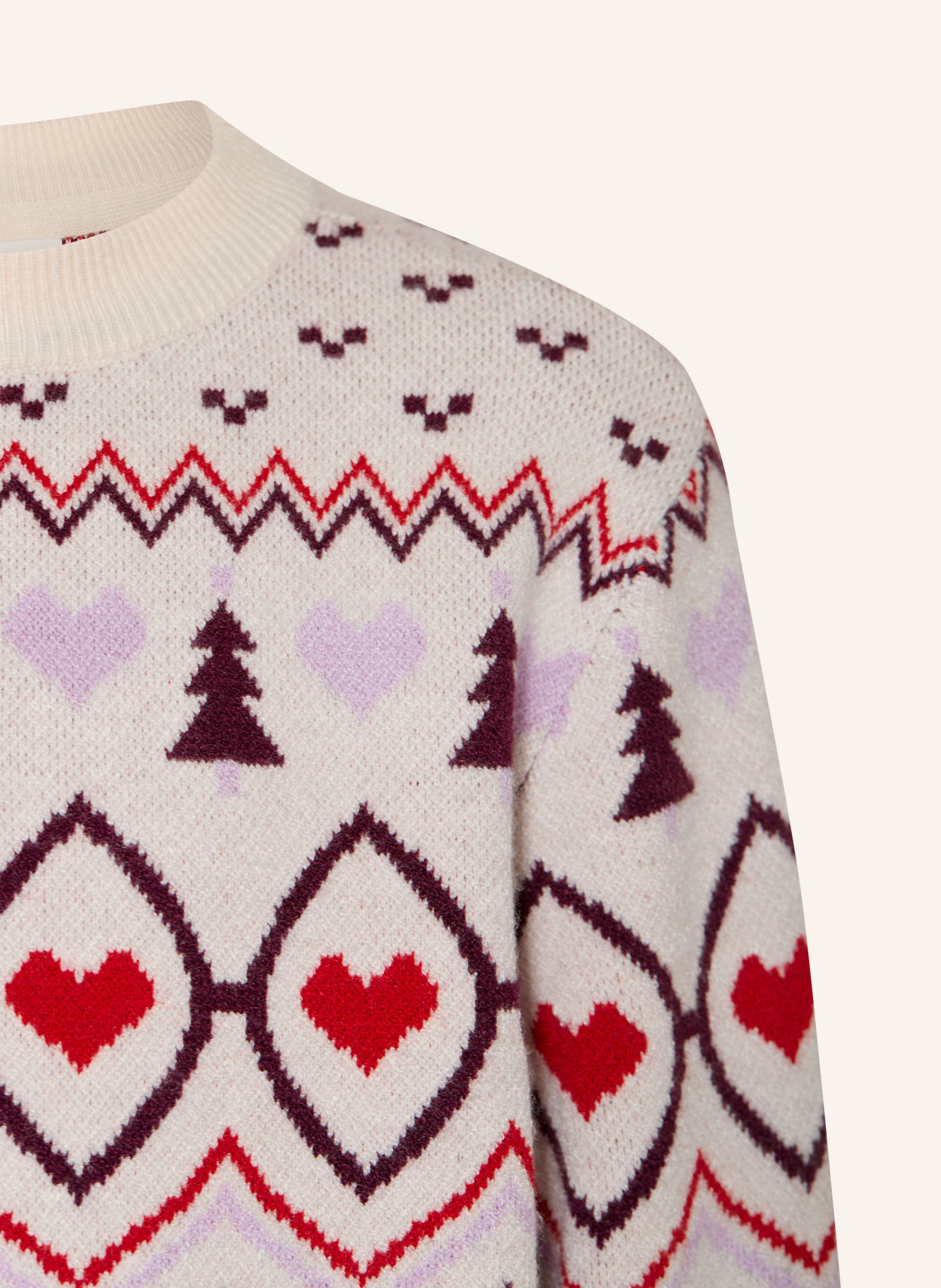 s.Oliver RED Pullover: CREME / HELLLILA / DUNKELROT