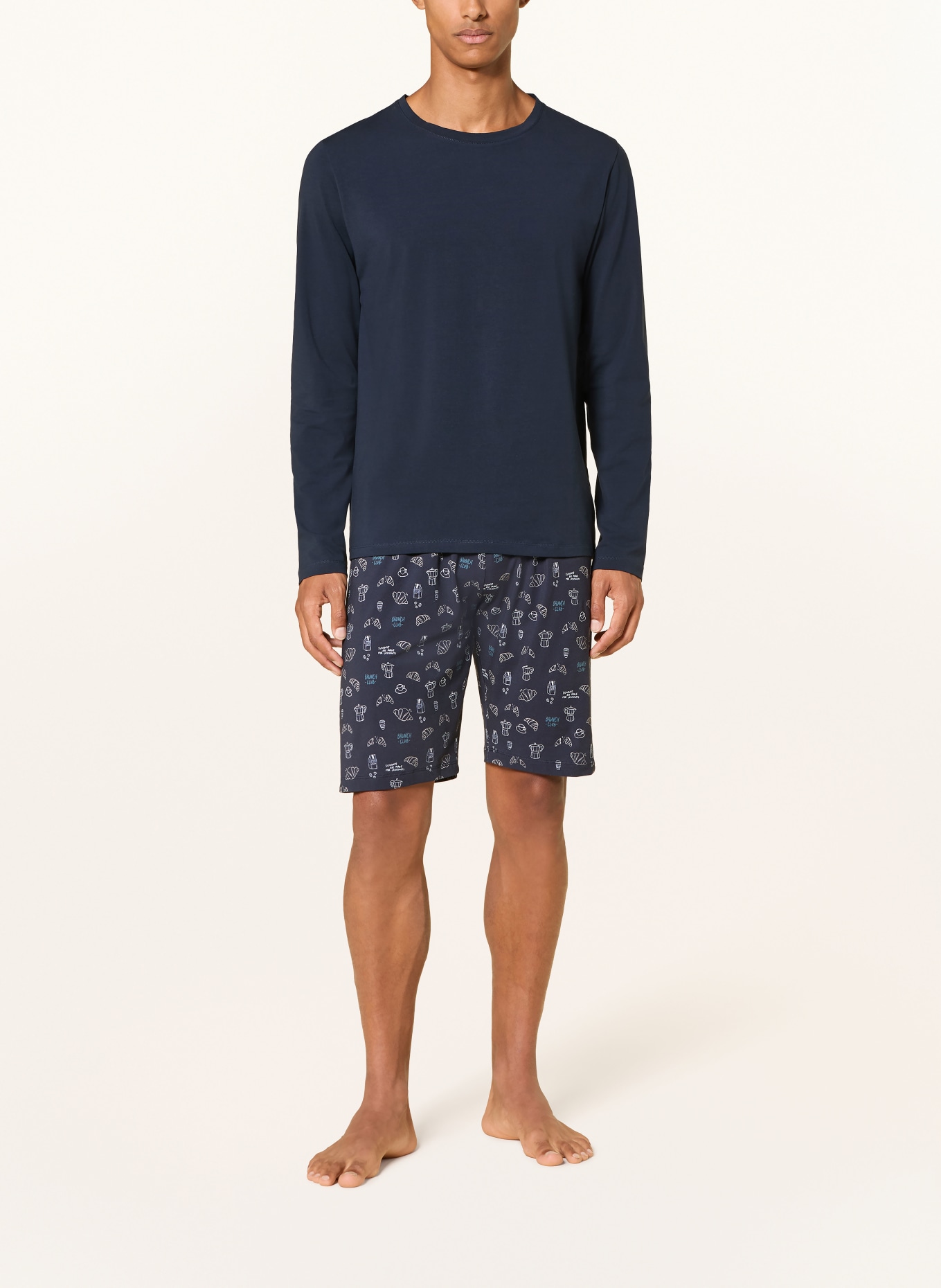 STROKESMAN'S Schlafshorts: DUNKELBLAU / BEIGE / WEISS