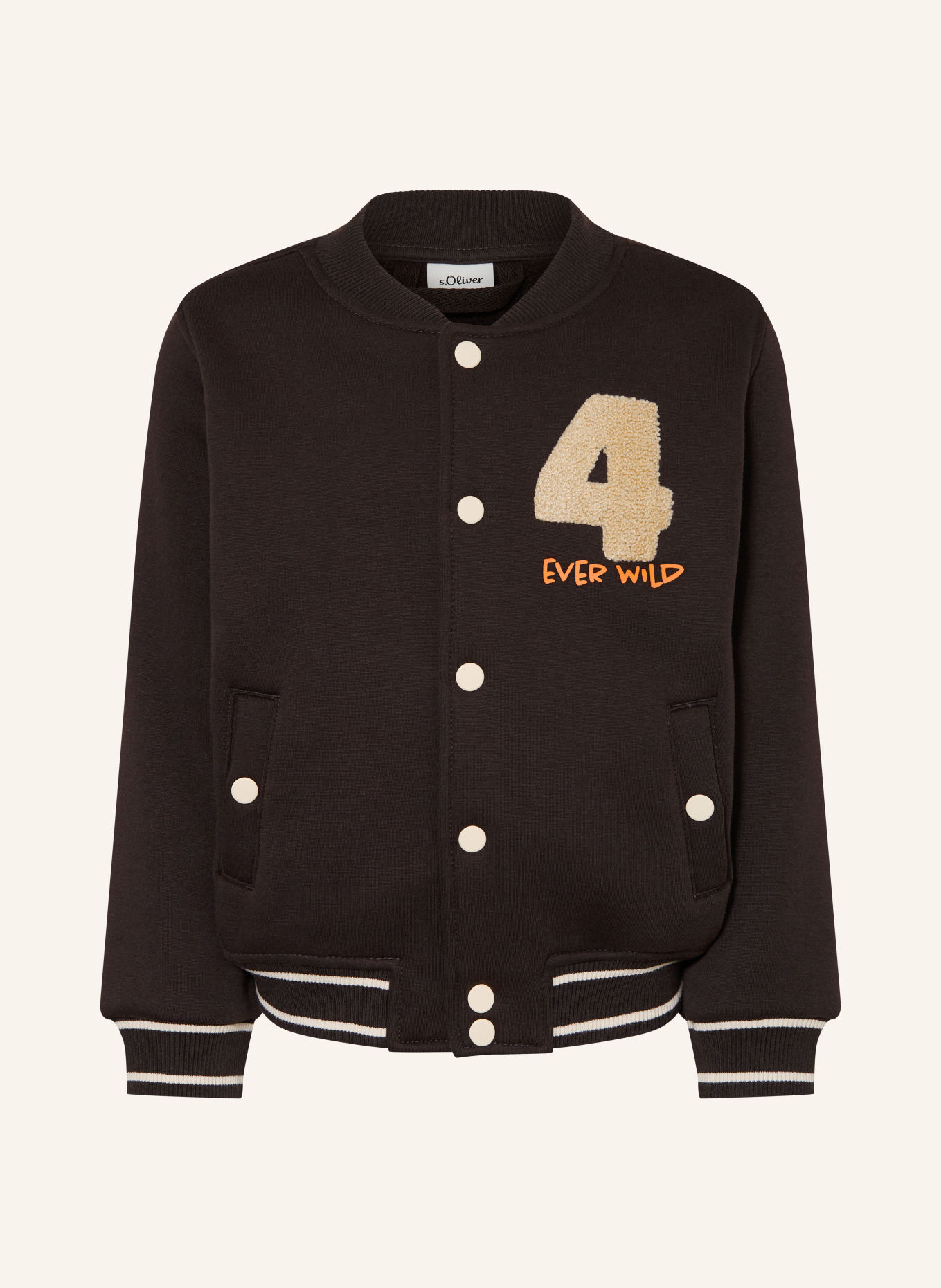 s.Oliver RED Sweatjacke: DUNKELBRAUN / CREME