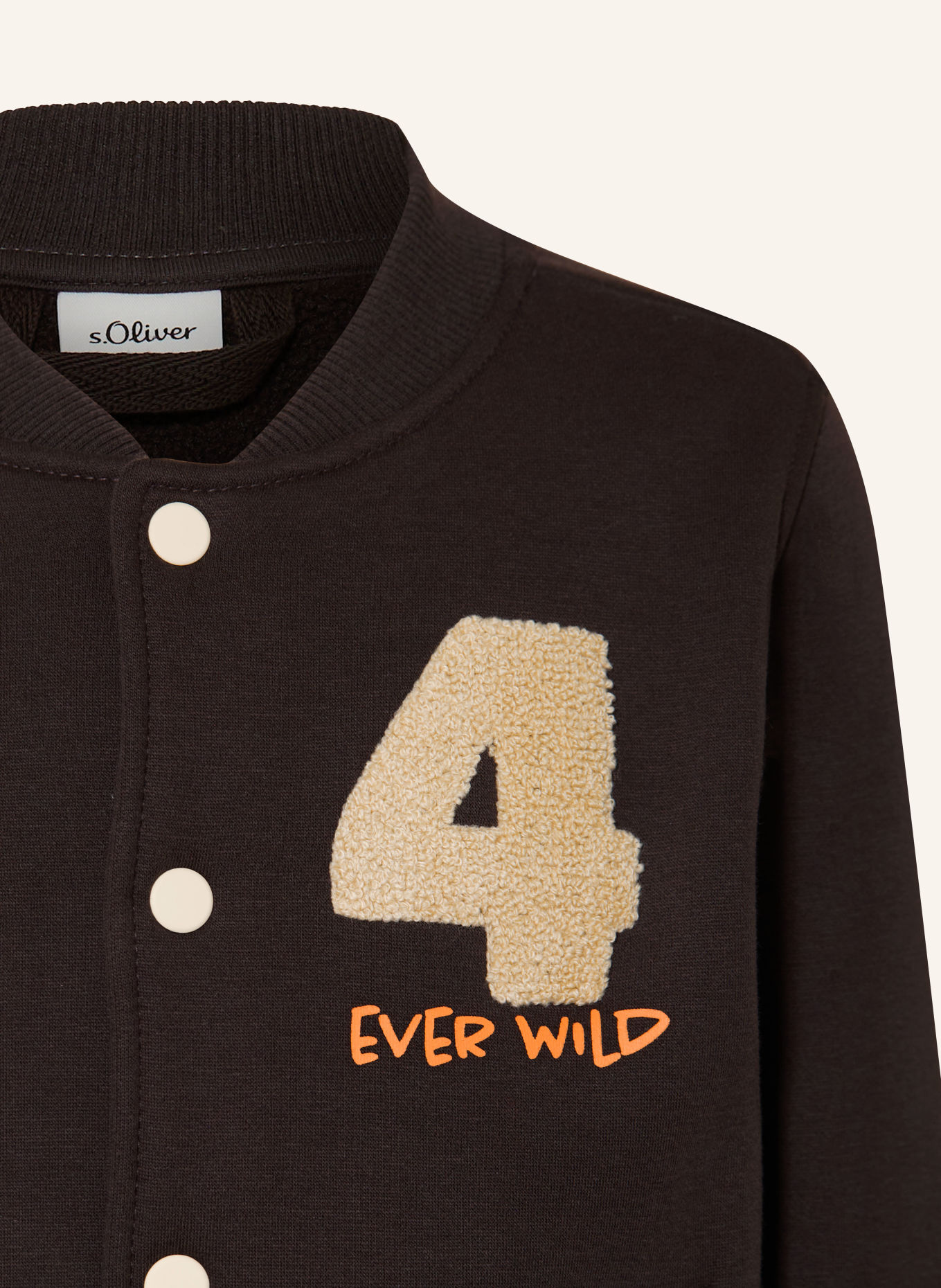 s.Oliver RED Sweatjacke: DUNKELBRAUN / CREME
