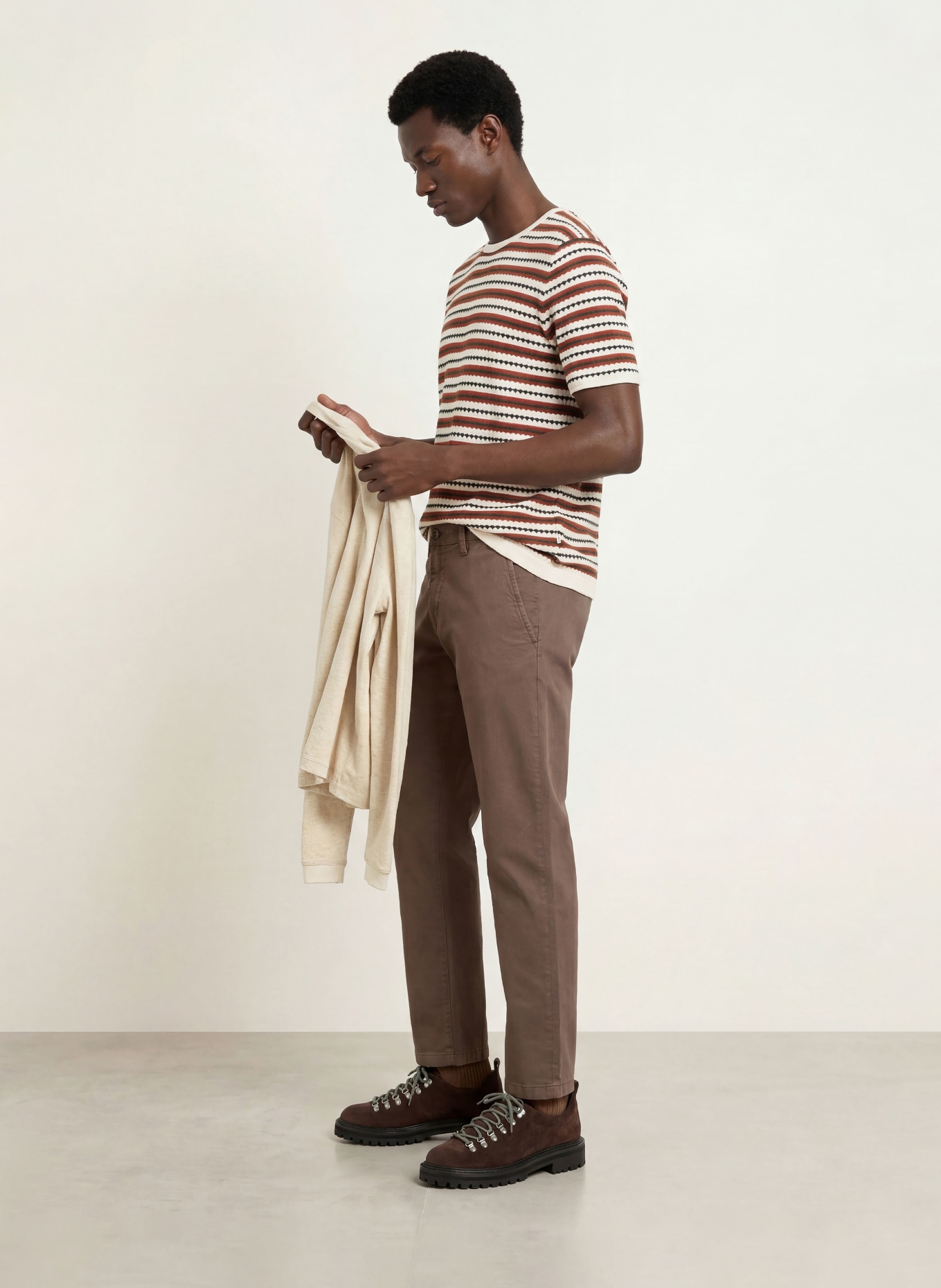 NN.07 BARI Knit shirt: CREAM / BROWN / BLACK