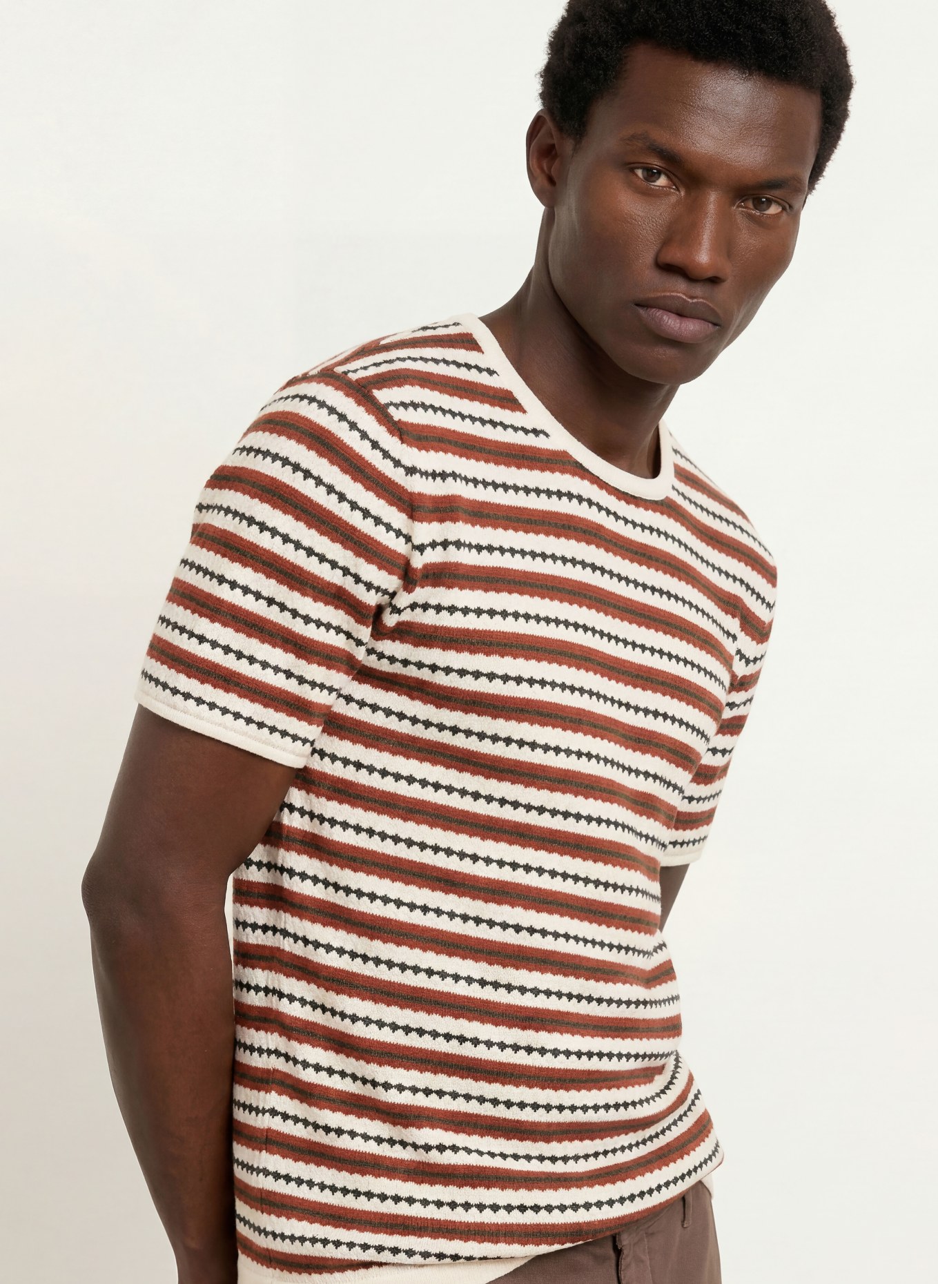NN.07 BARI Knit shirt: CREAM / BROWN / BLACK