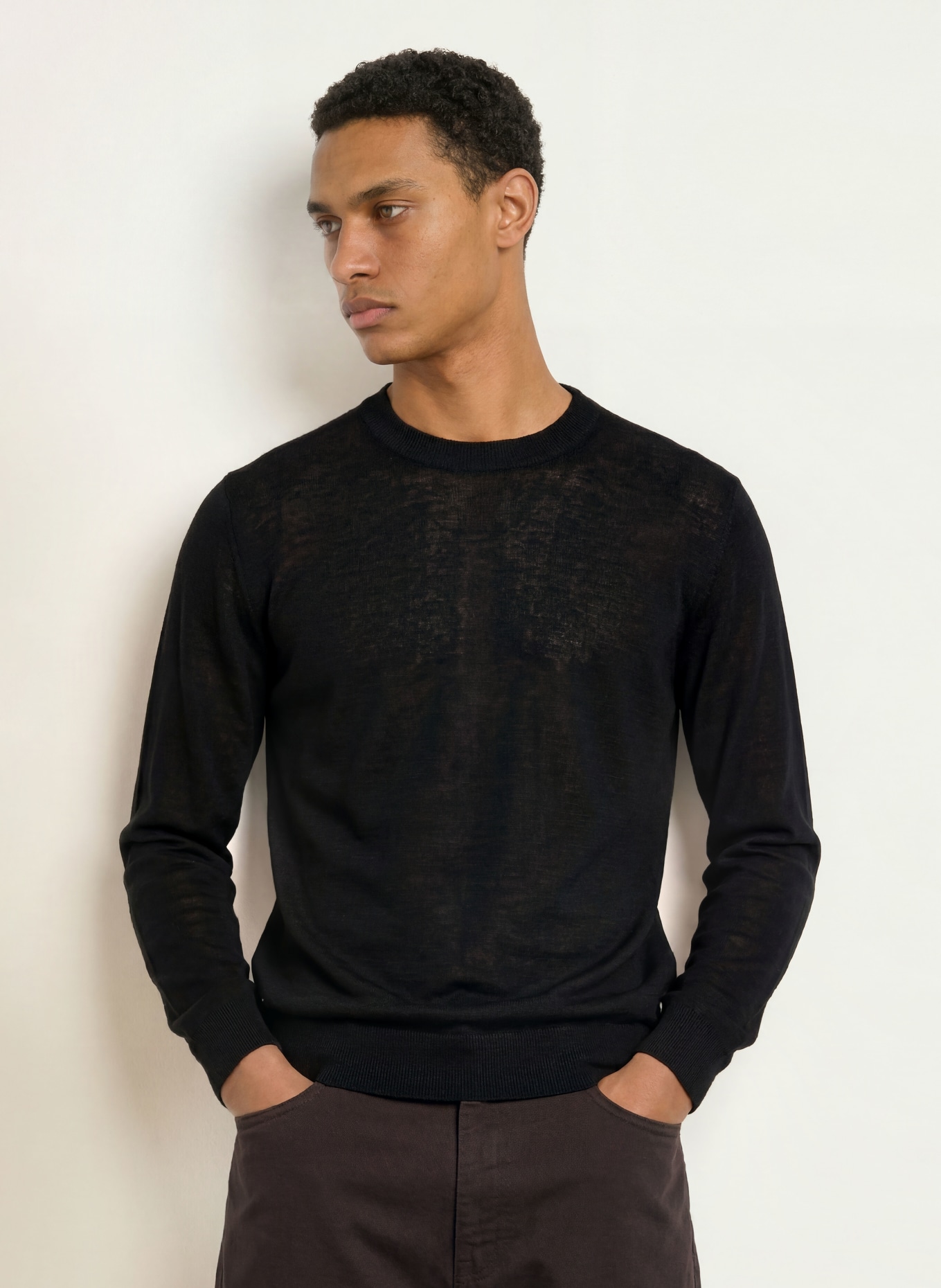 NN.07 Linen Sweater TED: BLACK