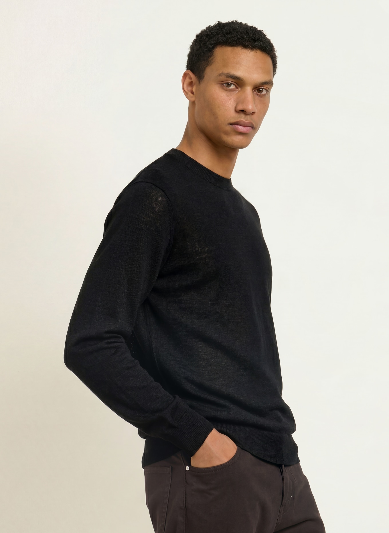 NN.07 Linen Sweater TED: BLACK