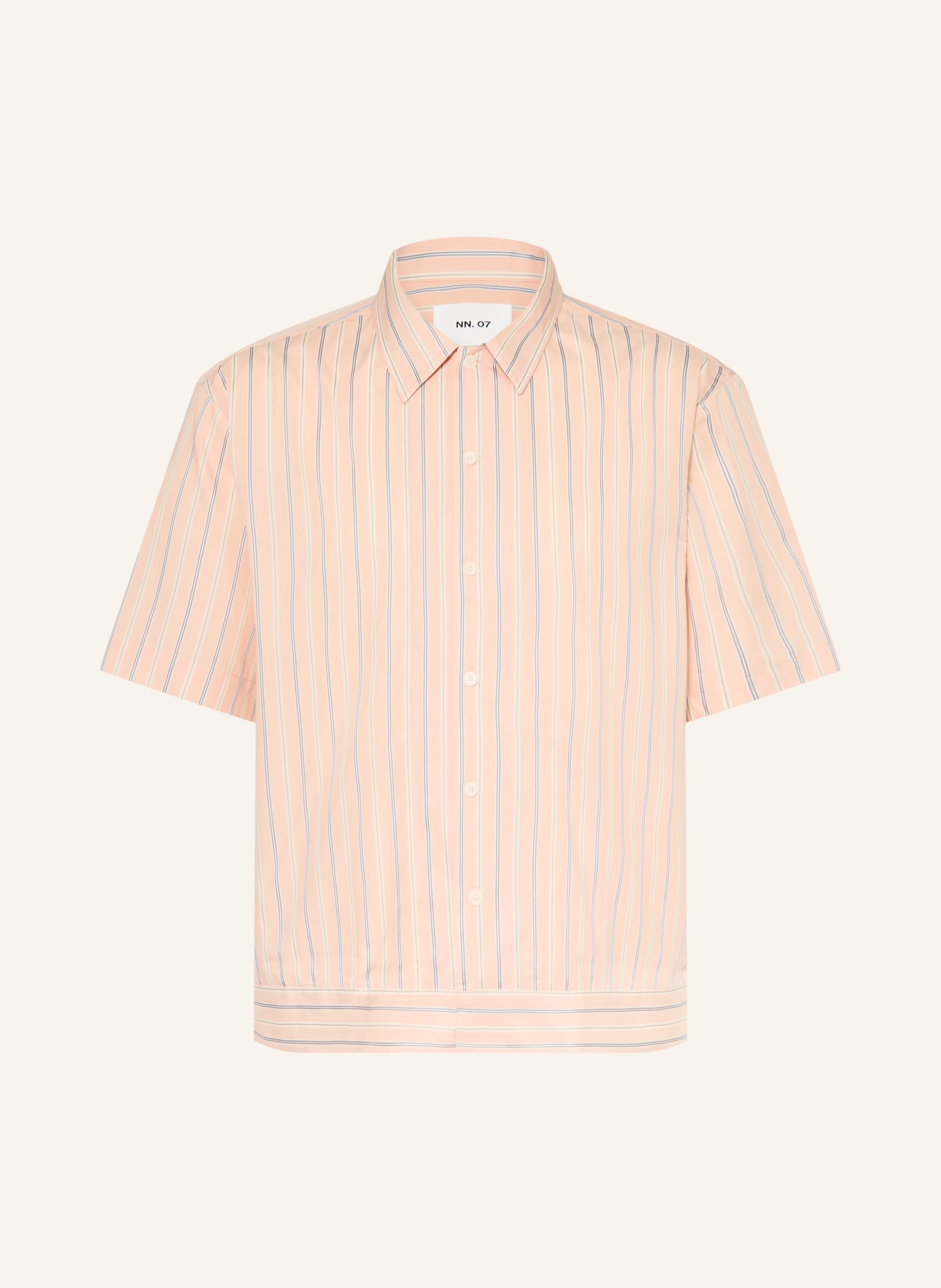 NN.07 REED Comfort Fit Short-sleeve shirt: LIGHT PINK / GRAY / GREEN