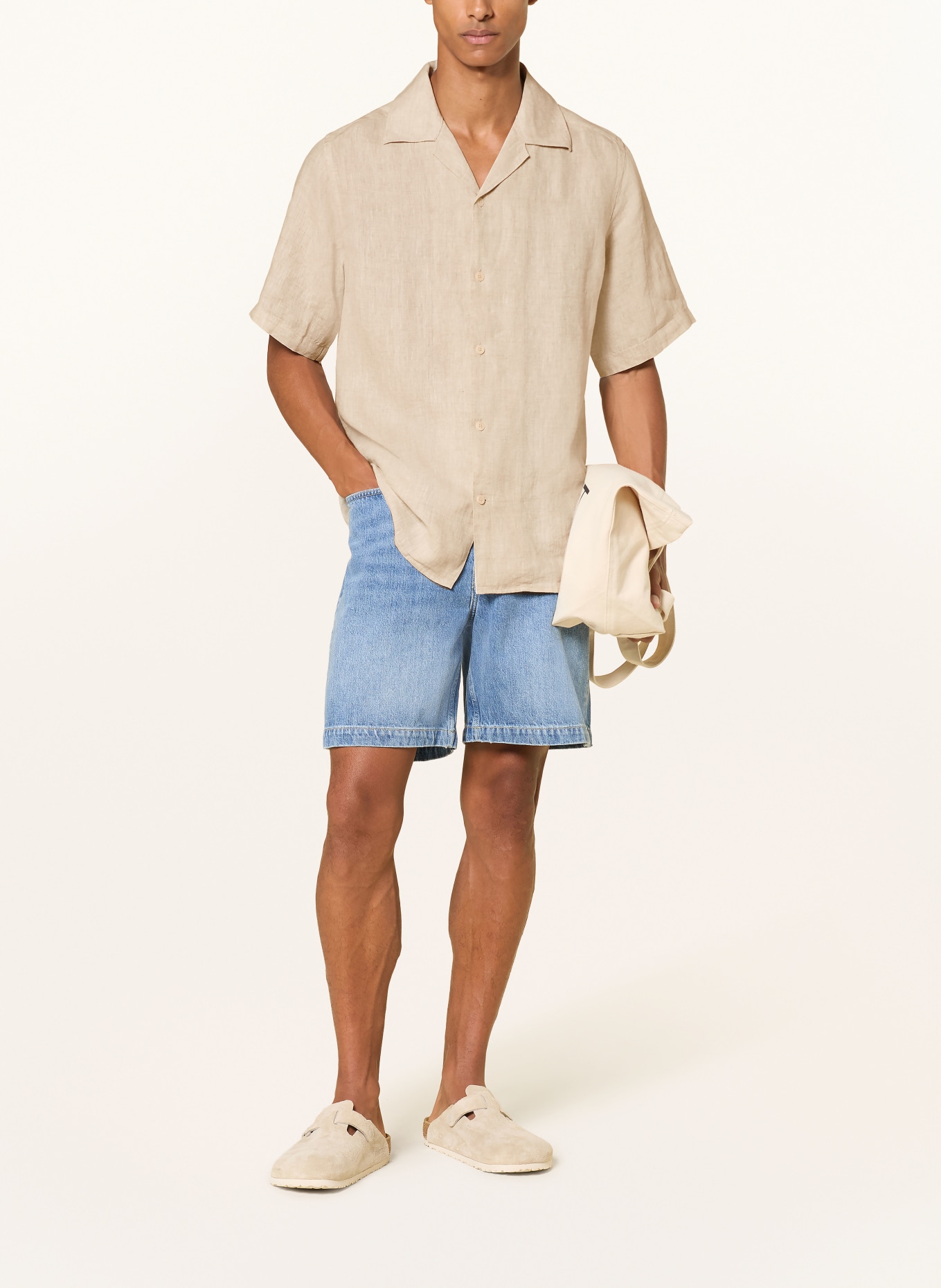 NN.07 Resort-overhemd JULIO Comfort Fit van linnen: CRÈME