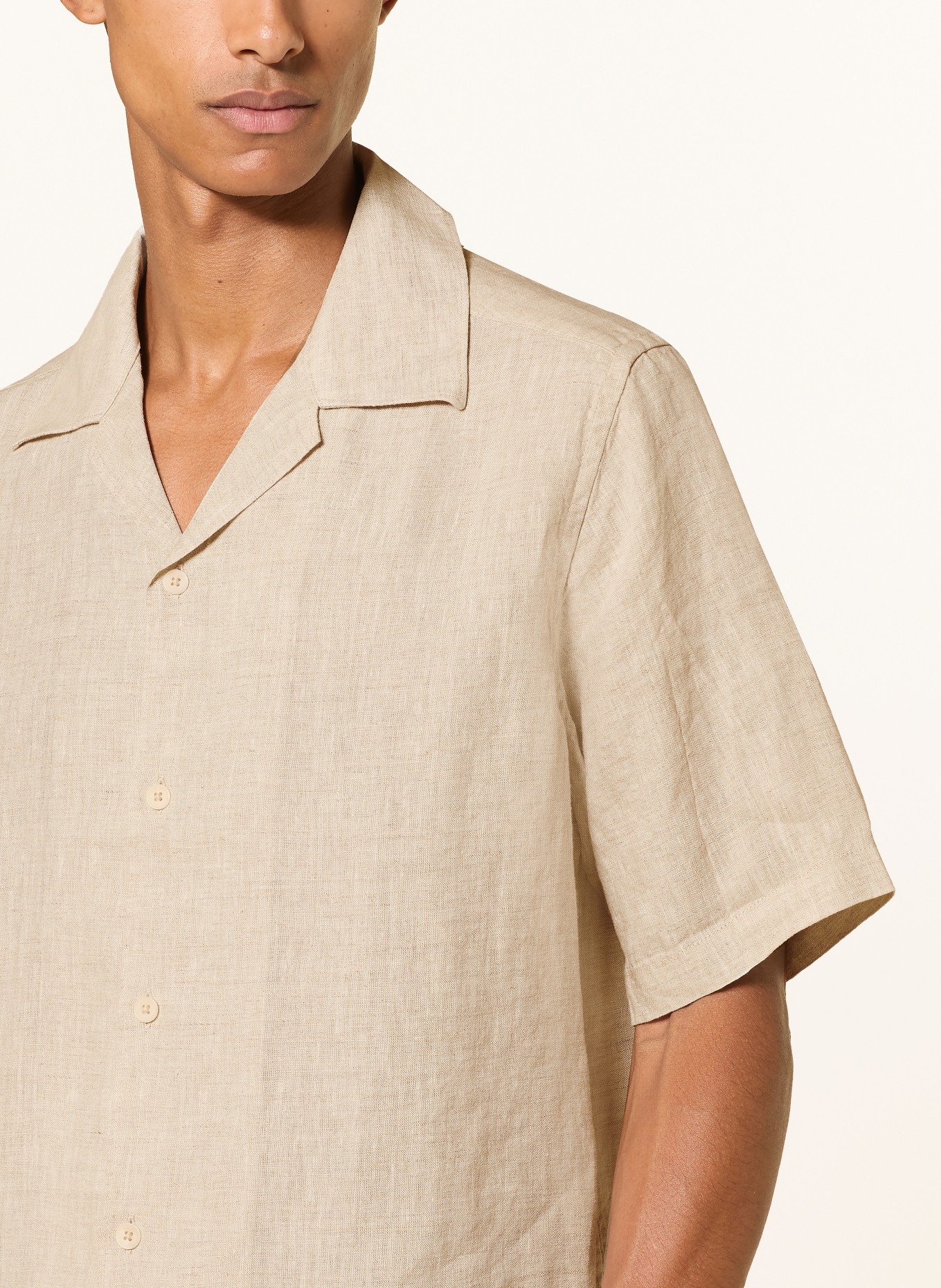 NN.07 Resort-overhemd JULIO Comfort Fit van linnen: CRÈME