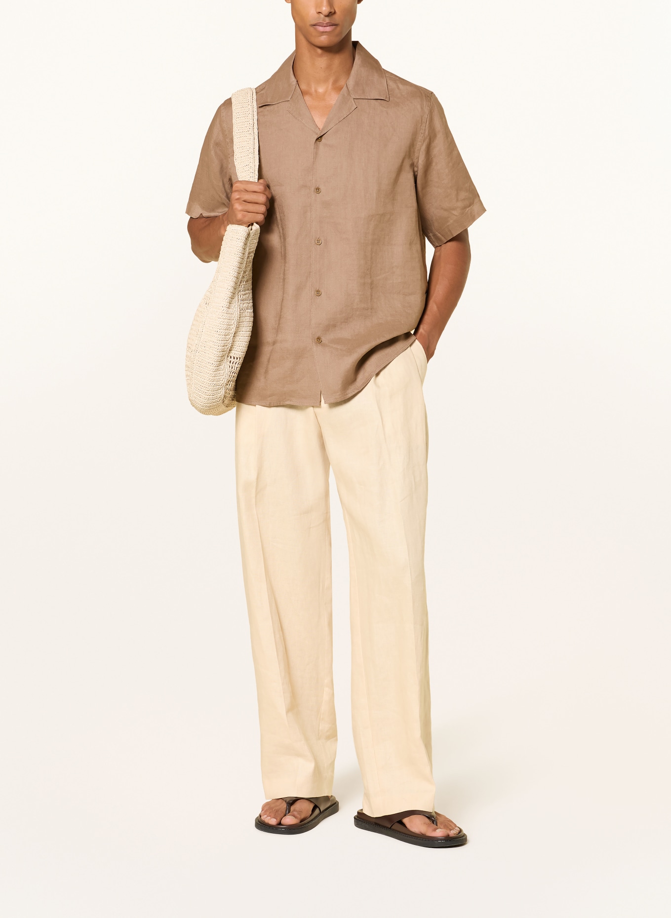 NN.07 Resort-overhemd JULIO Comfort Fit van linnen: CAMEL