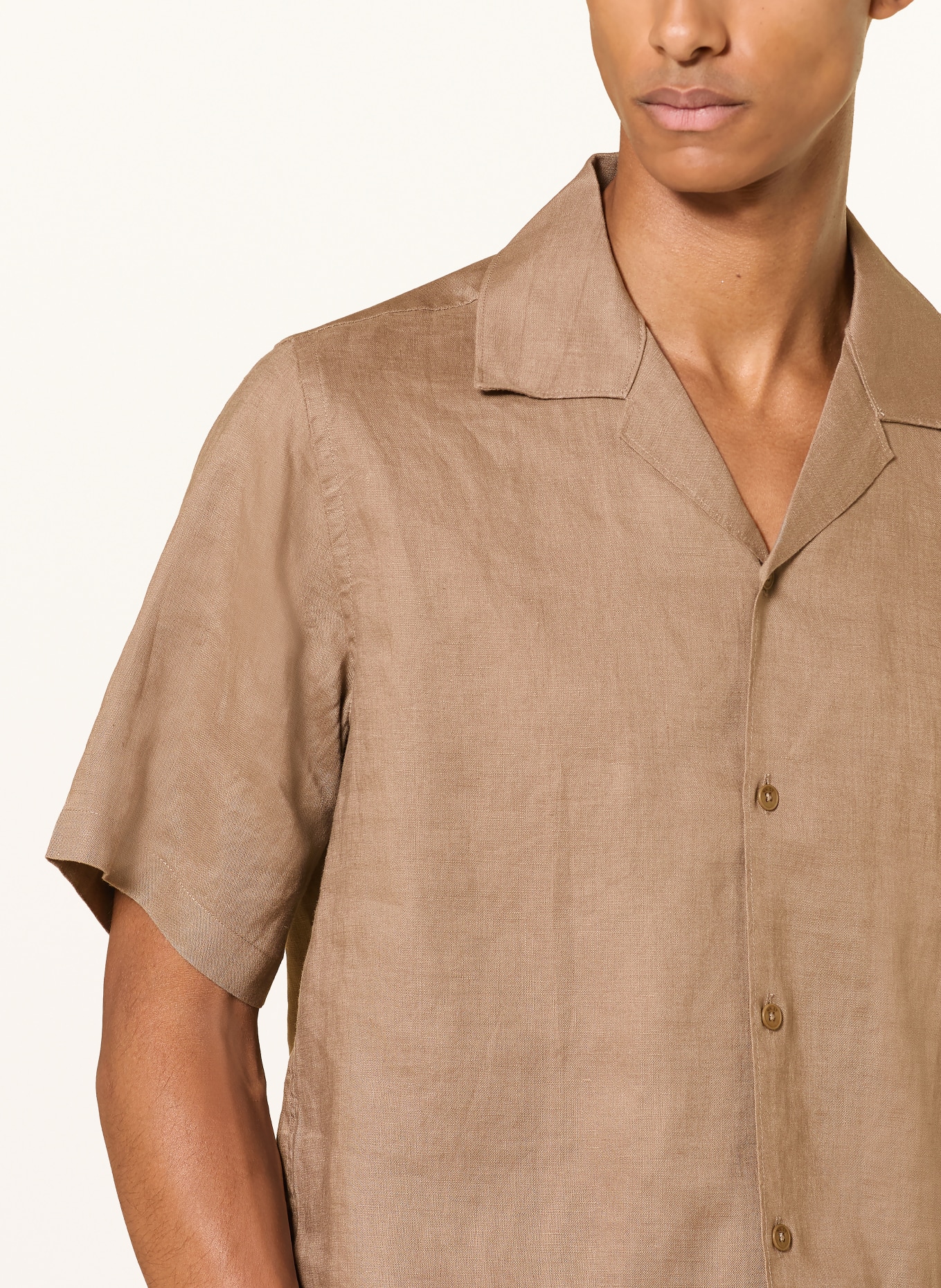 NN.07 Resort-overhemd JULIO Comfort Fit van linnen: CAMEL