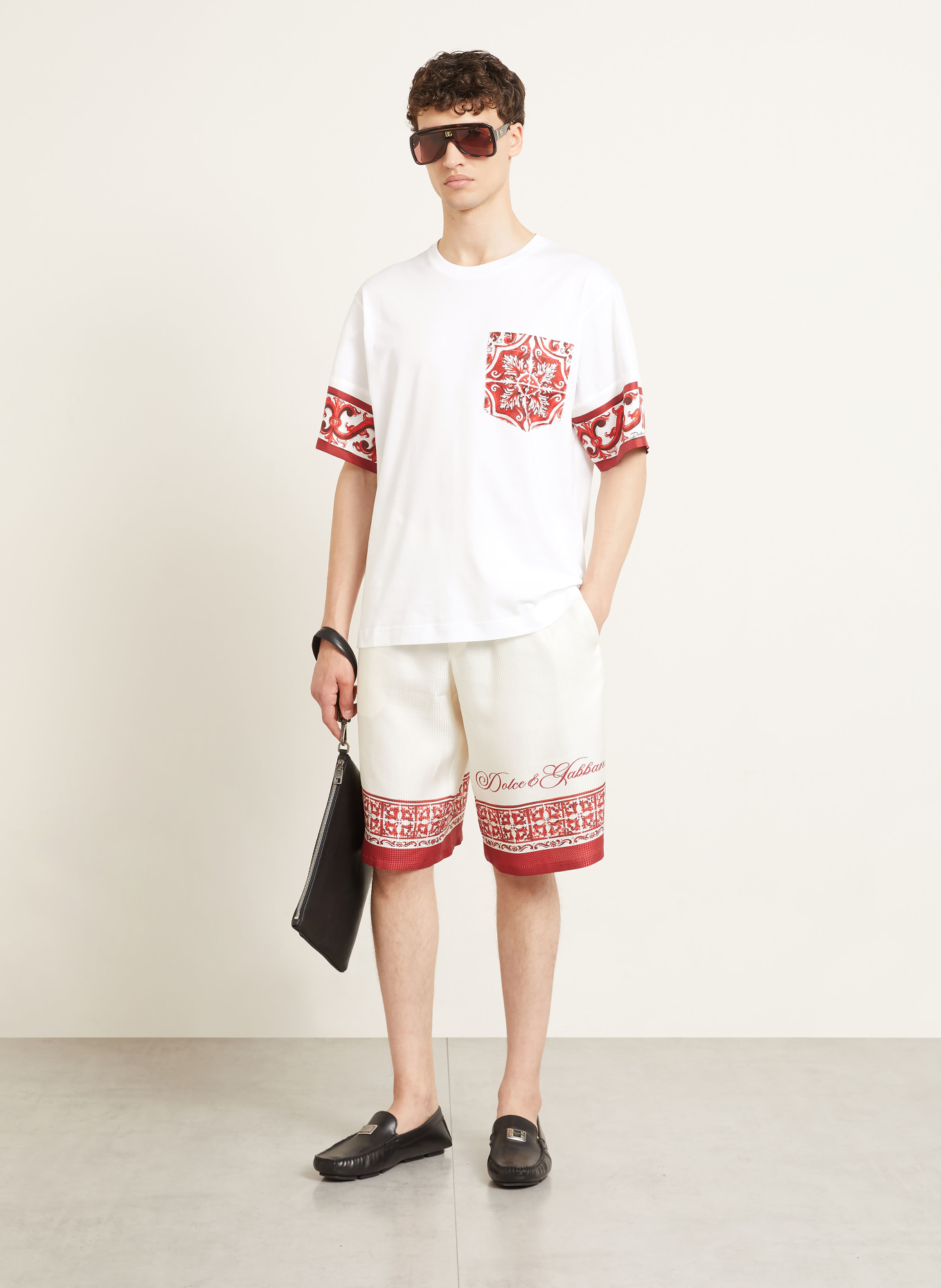 DOLCE & GABBANA T-Shirt: WEISS / DUNKELROT