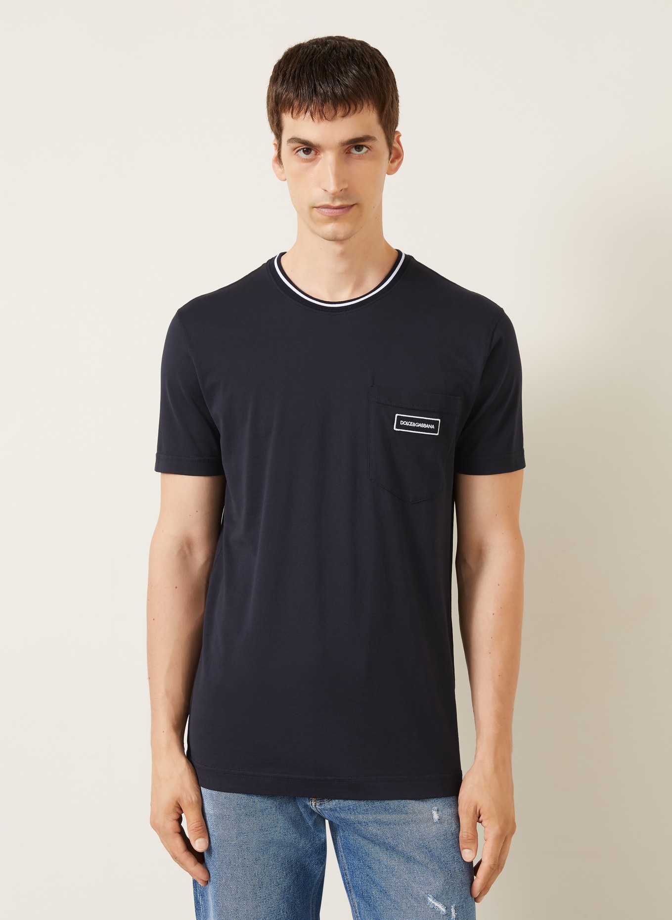 DOLCE & GABBANA Tričko: TMAVĚ MODRÁ / BÍLÁ