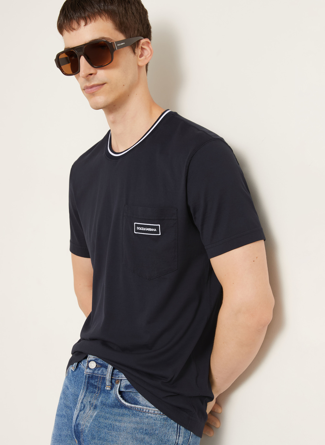 DOLCE & GABBANA Tričko: TMAVĚ MODRÁ / BÍLÁ