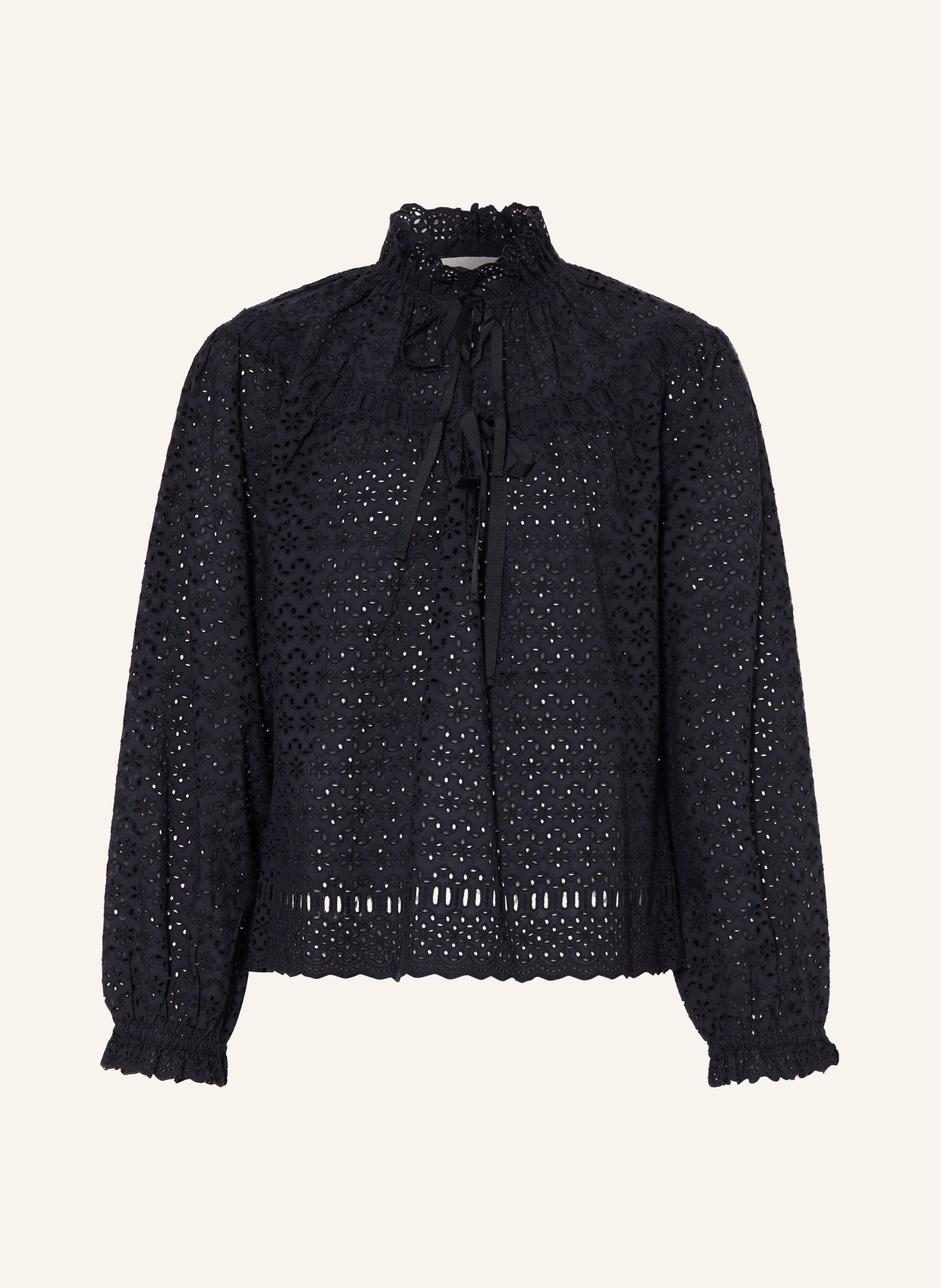 ULLA JOHNSON Blusenshirt AVELIE aus Lochspitze: DUNKELBLAU