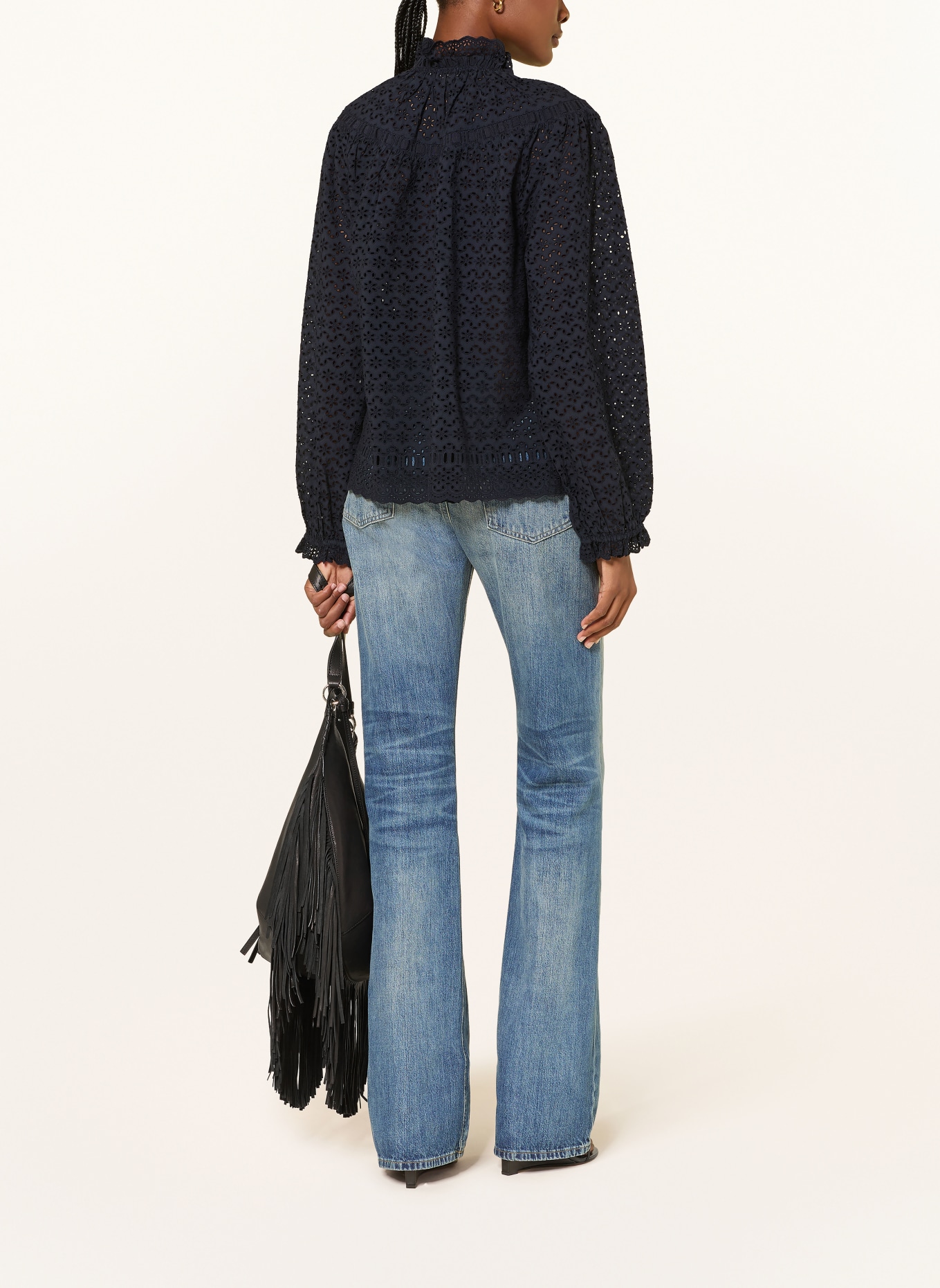 ULLA JOHNSON Blusenshirt AVELIE aus Lochspitze: DUNKELBLAU