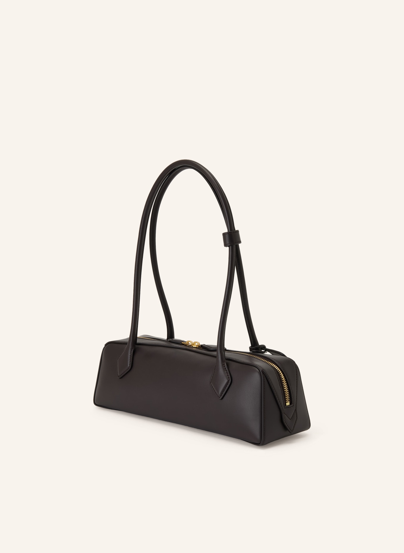 ALAÏA Schultertasche LE TECKEL MEDIUM: DUNKELBRAUN / GOLD