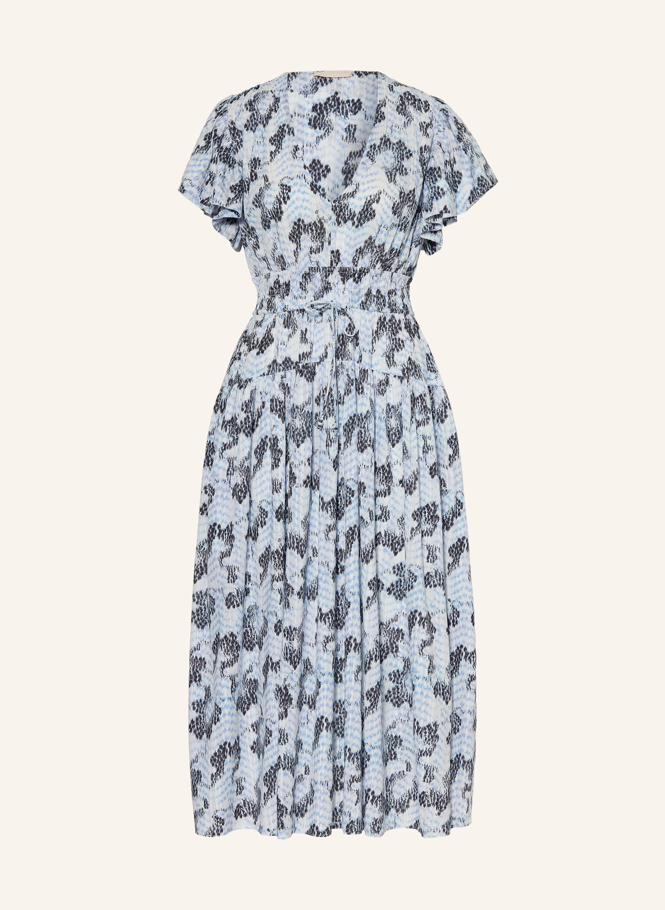 ULLA JOHNSON LYRIA Dress: LIGHT BLUE / WHITE / BLACK