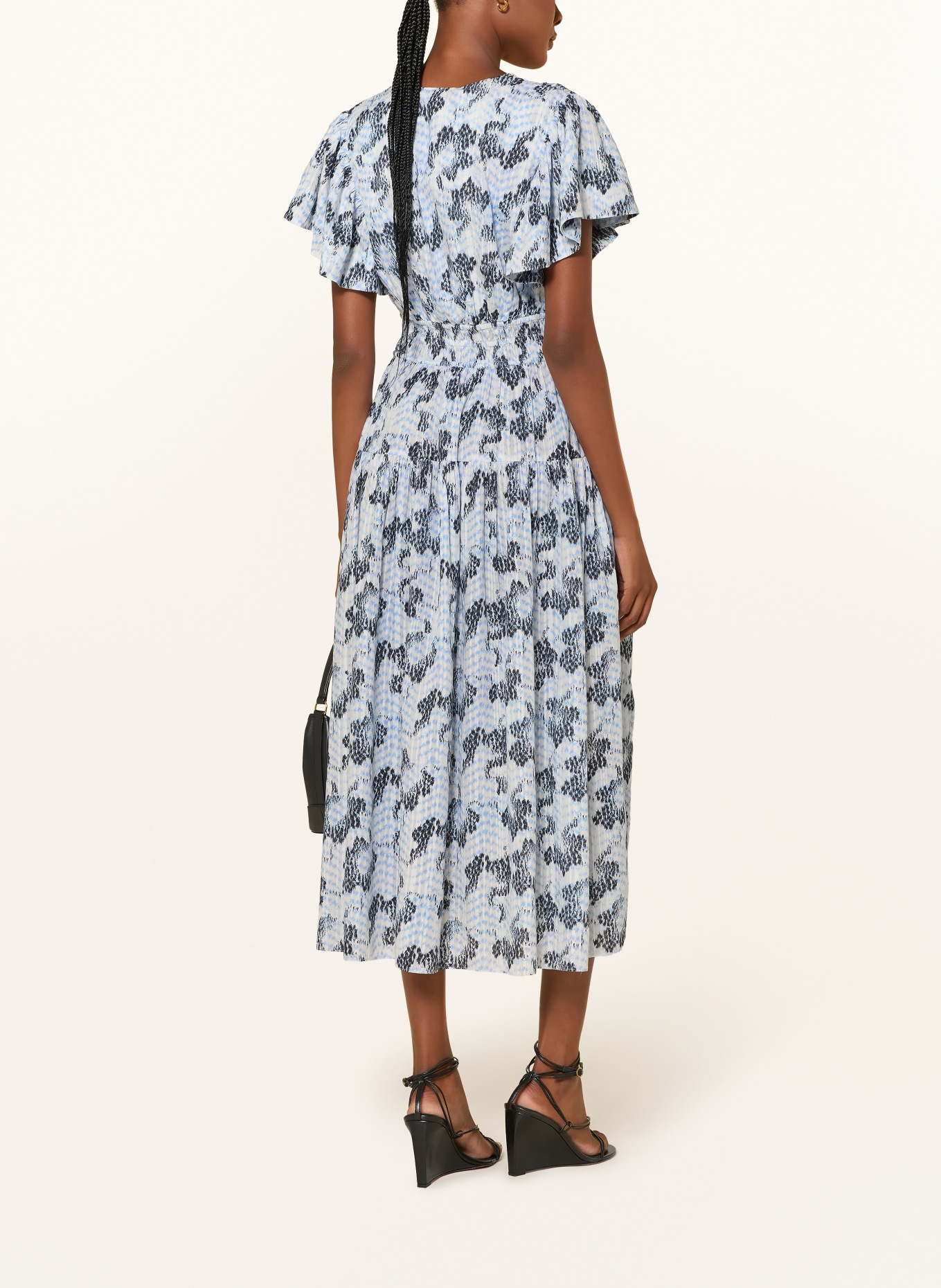 ULLA JOHNSON LYRIA Dress: LIGHT BLUE / WHITE / BLACK