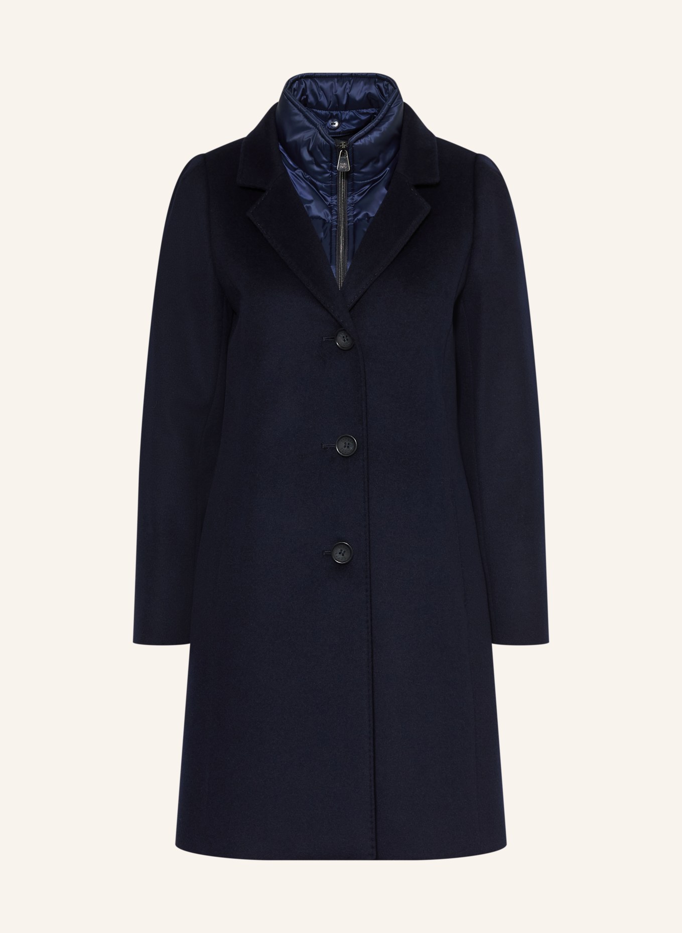 CINZIA ROCCA Wool coat with removable trim: DARK BLUE